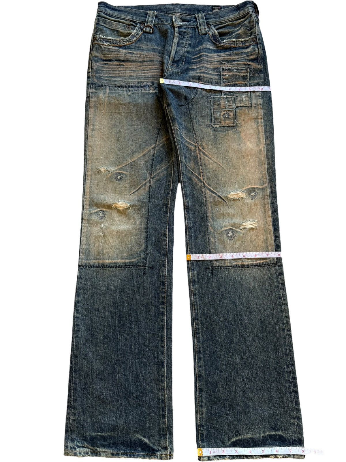 Japanese Brand Vintage Japanese Brand Rusty Mud Wash Patched Loose Jeans Size US 32 / EU 48 - 14 Thumbnail