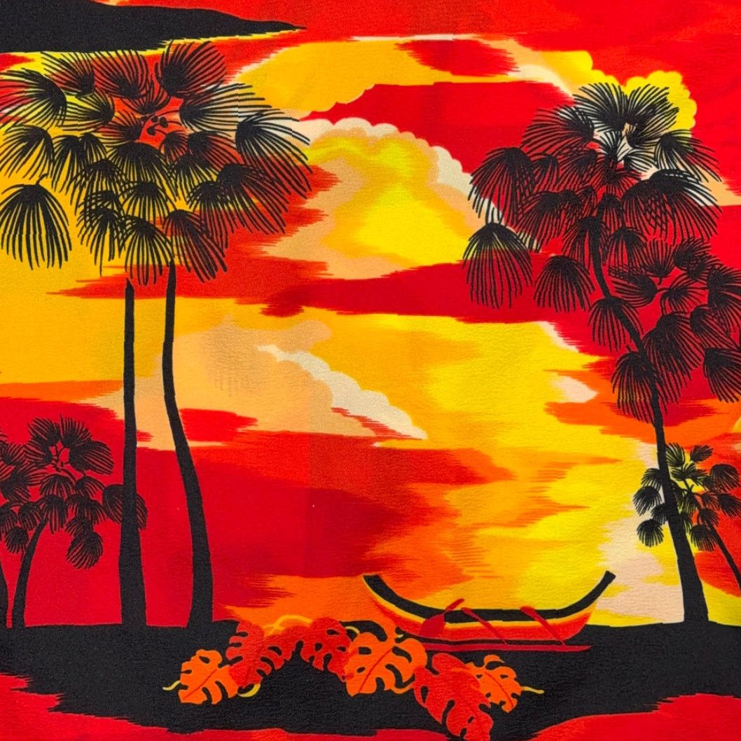 Vintage VINTAGE Islander Hawaiian Shirt Mens M Red Sunset 70s Polyester Button-Up Short Sleeve Beach Graphic Print Pockets USA Collar Shirt Size US M / EU 48-50 / 2 - 5 Thumbnail