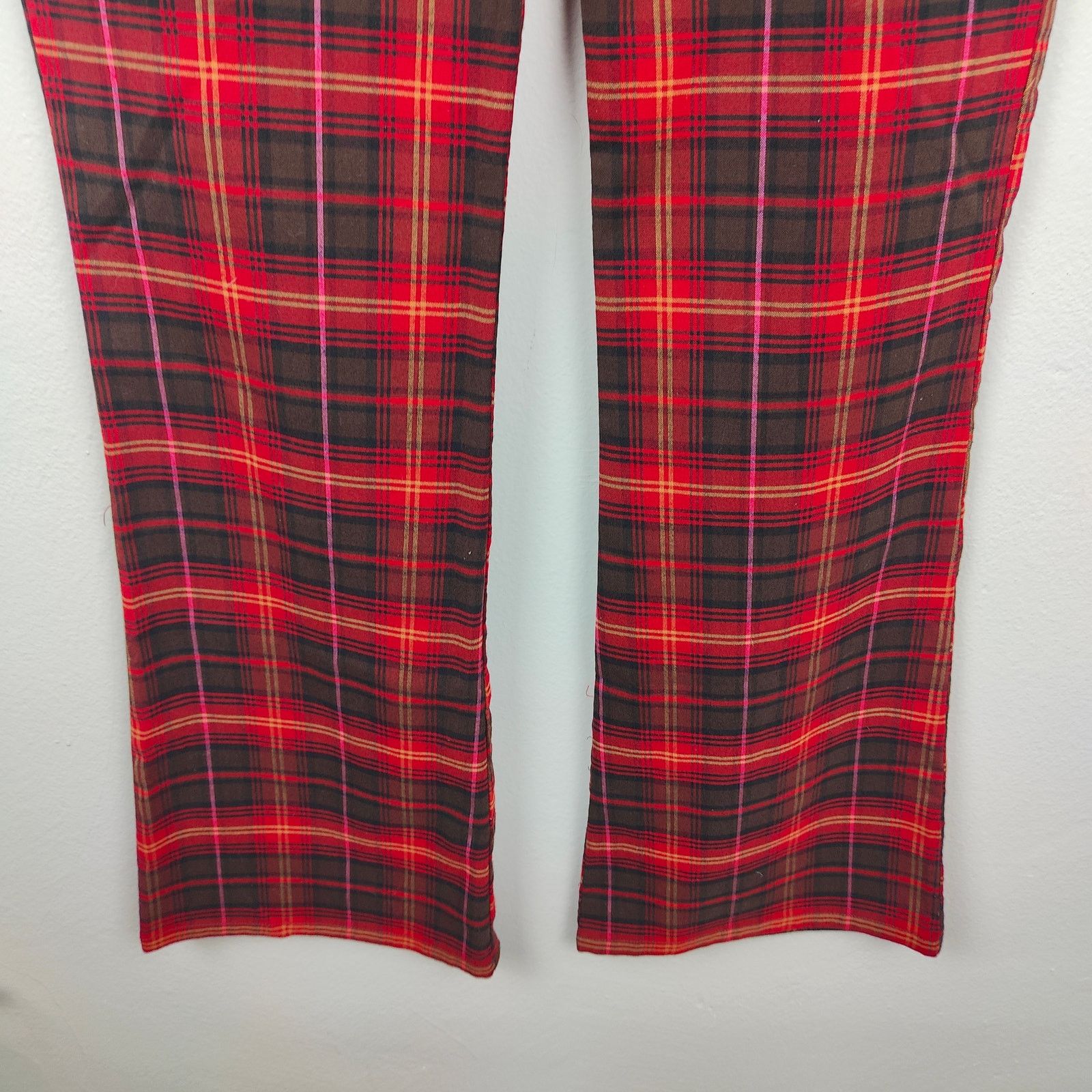 Other Vintage Y2K L.E.I. Plaid Flare Pants Womens 8/9 Red Emo Goth Size 30" / US 8 / IT 44 - 4 Thumbnail