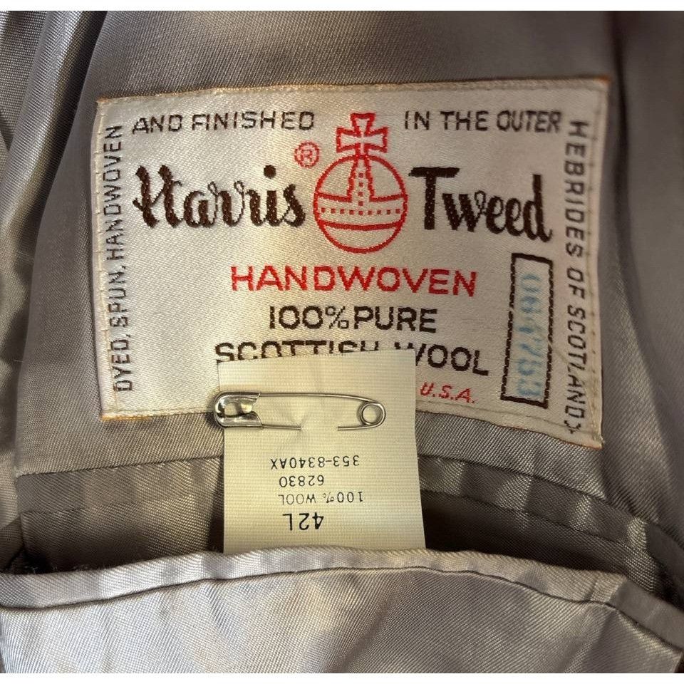 Harris Tweed Vintage Harris Tweed Lands End Blazer Brown Beige Wool Size 44R - 3 Thumbnail