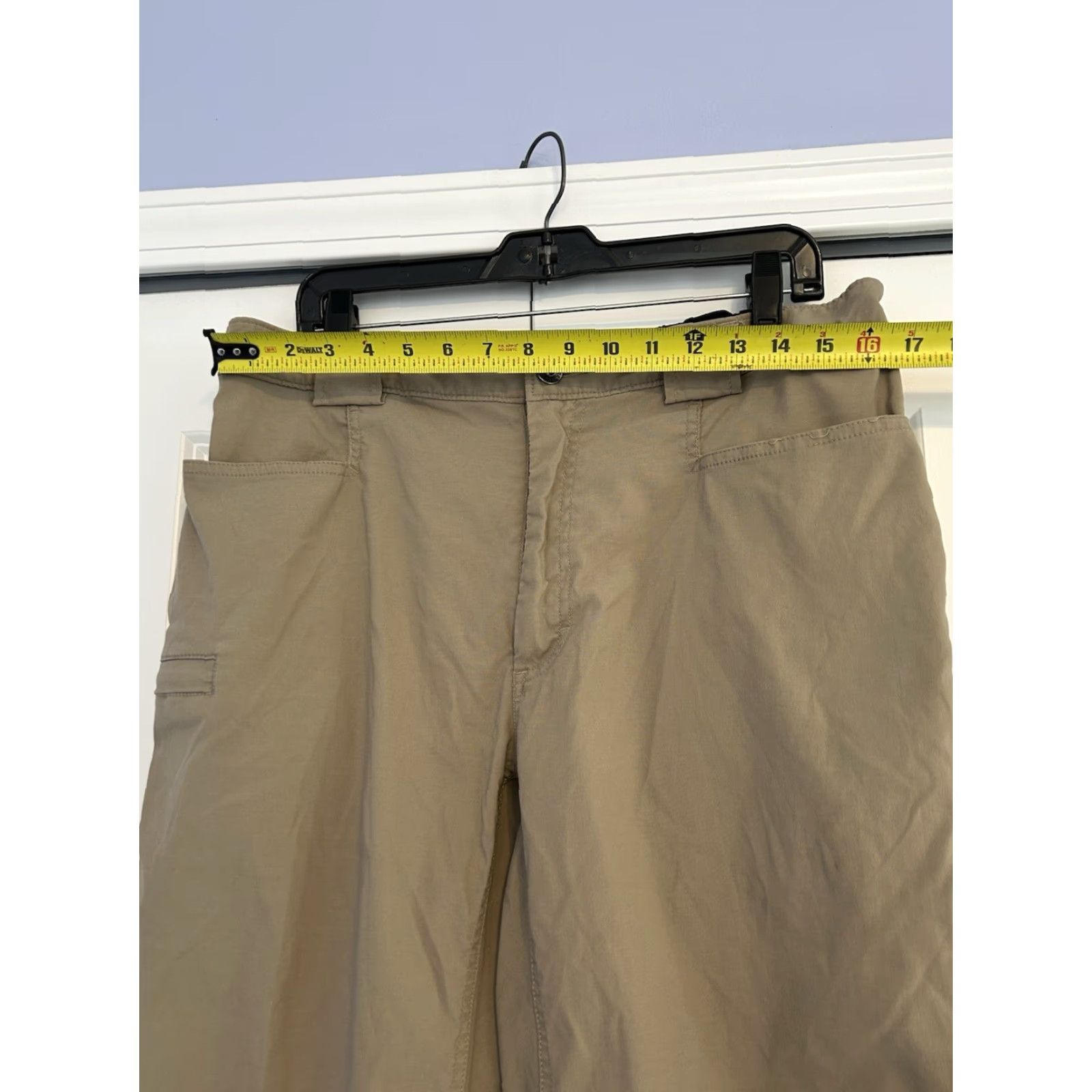CO Duluth Cargo Pants Mens Beige Khaki Large Relaxed Straight Leg Nylon Knit Pockets Logo Size US 33 - 3 Thumbnail