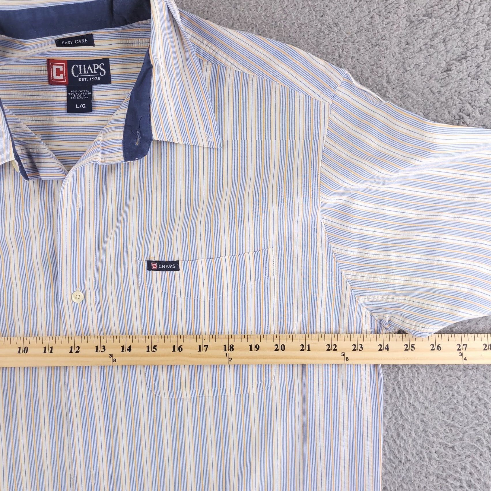 Chaps Chaps Shirt Mens XL Blue Short Sleeve Button Up Casual Stripe Size US XL / EU 56 / 4 - 5 Thumbnail