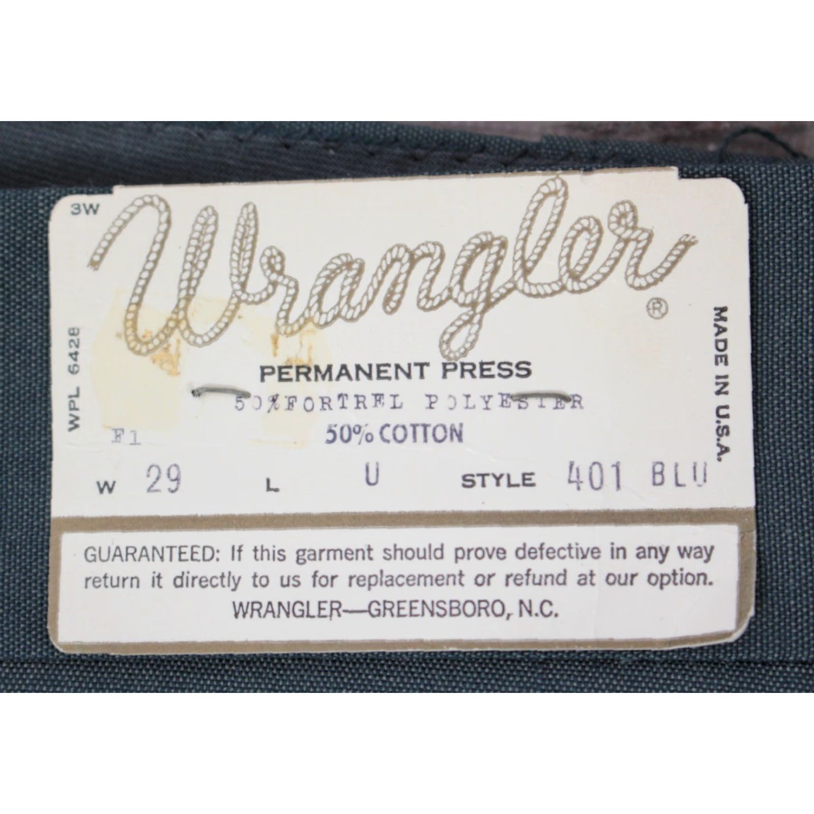 Wrangler VINTAGE Wrangler Western Pants Mens 29x35 Slate Grey 60s 70s NOS Cotton Polyester Blend 1960s 1970s Size US 29 - 4 Thumbnail