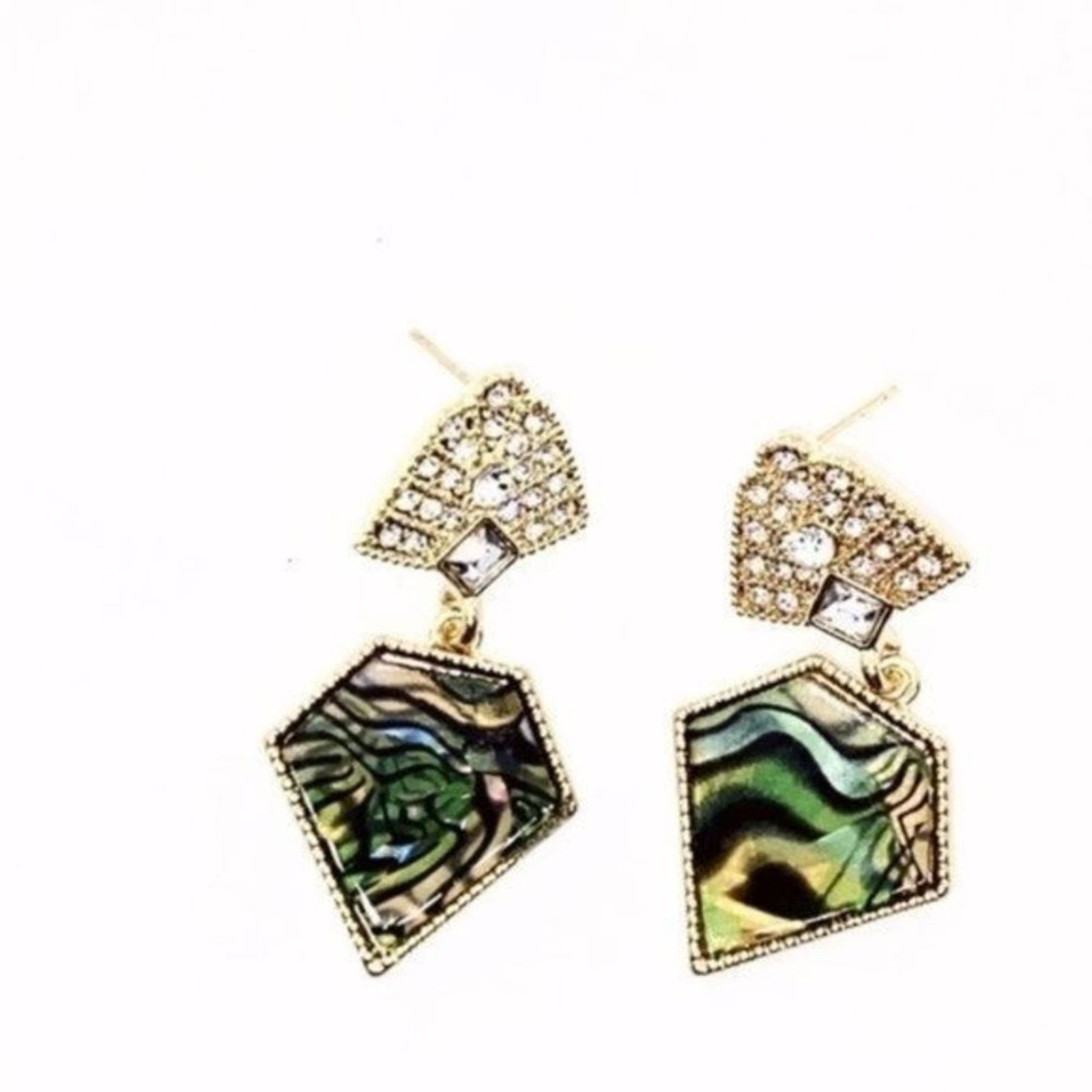 Other NWT Gold-Tone Crystal Abalone Colored Dangle Earrings Size ONE SIZE - 4 Thumbnail