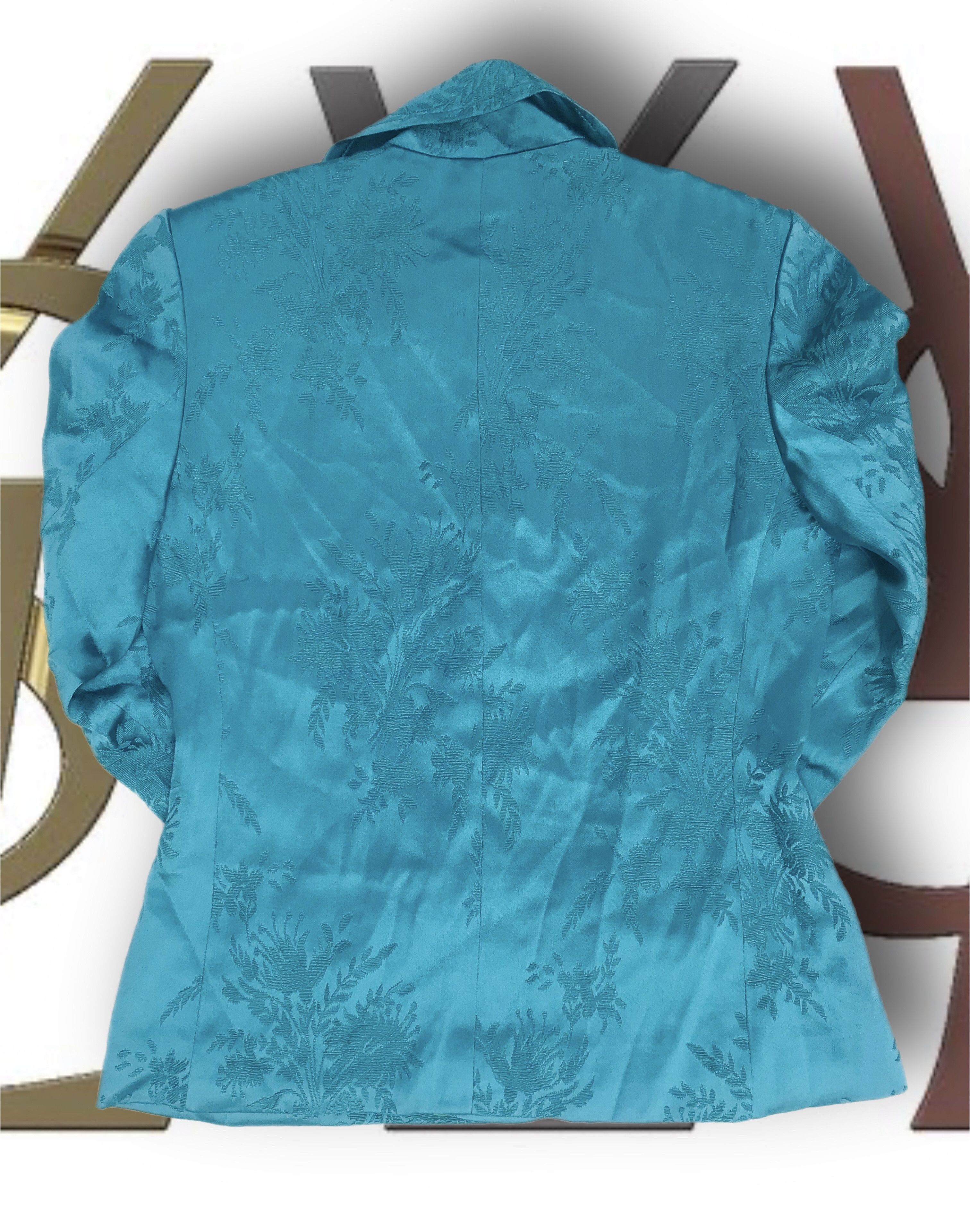 Yves Saint Laurent VINTAGE Yves Saint Laurent YSL Floral Silk Jacquard Blazer Size M / US 6-8 / IT 42-44 - 4 Thumbnail