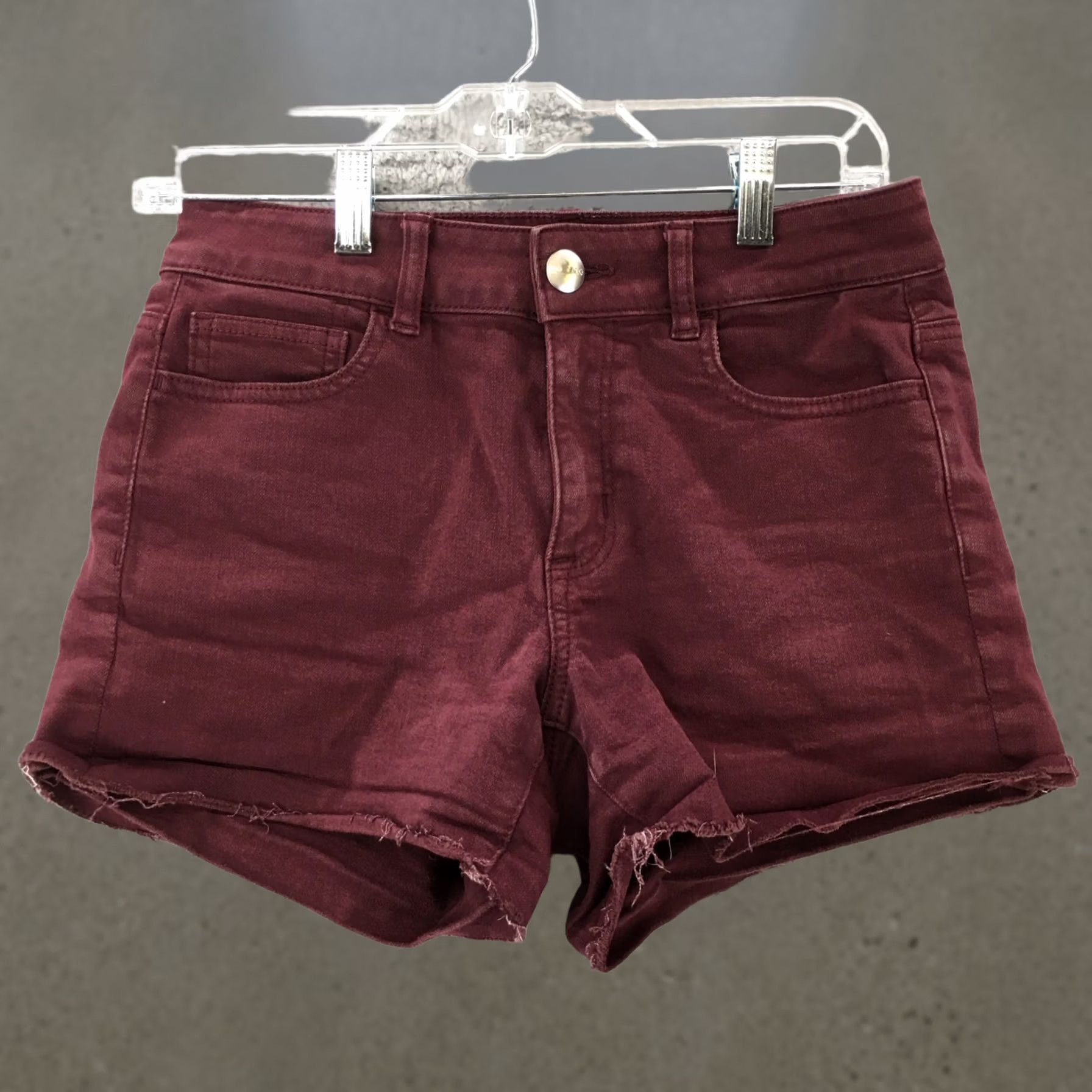American Eagle Outfitters American Eagle Outfitters Hi Rise Shortie Shorts Womens 4 Red Stretch Cut Off Shirt Size 27" / US 4 / IT 40 - 1 Thumbnail