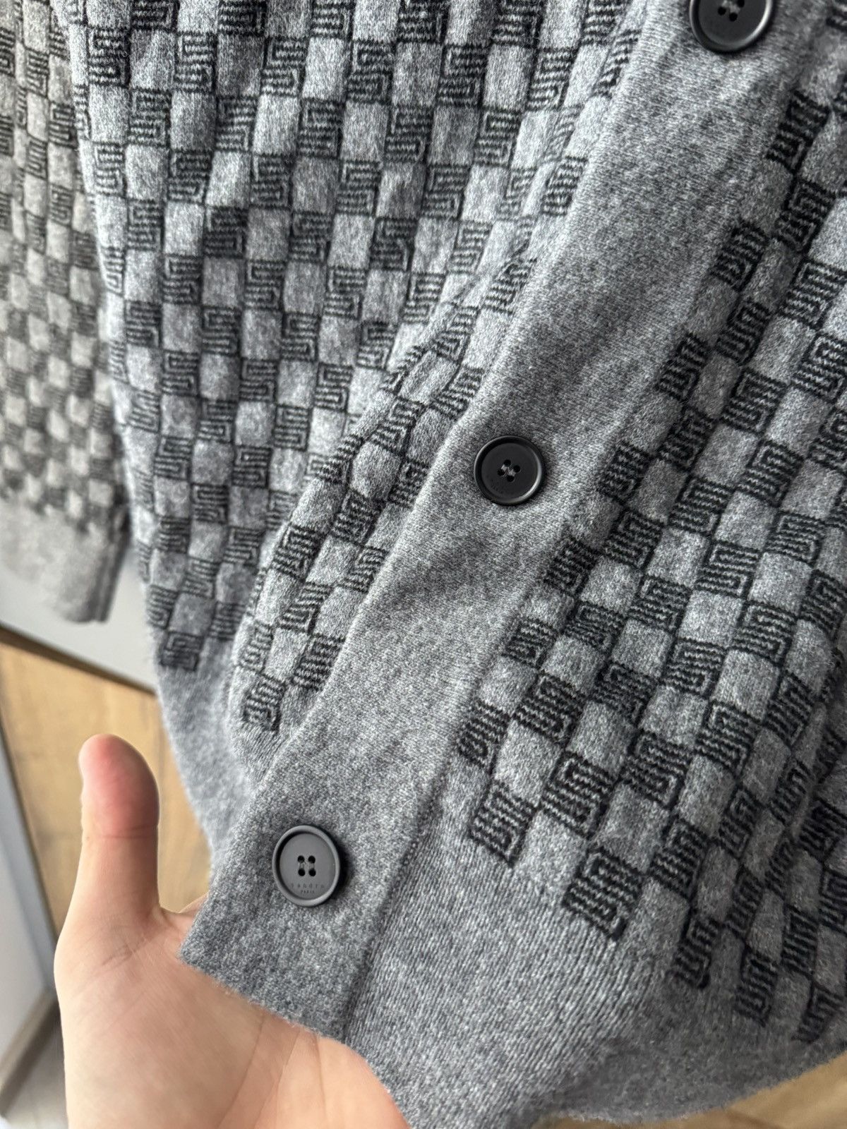 Sandro Sandro Paris Italian Yarn Blend Knit Check Cardigan Size US M / EU 48-50 / 2 - 3 Thumbnail