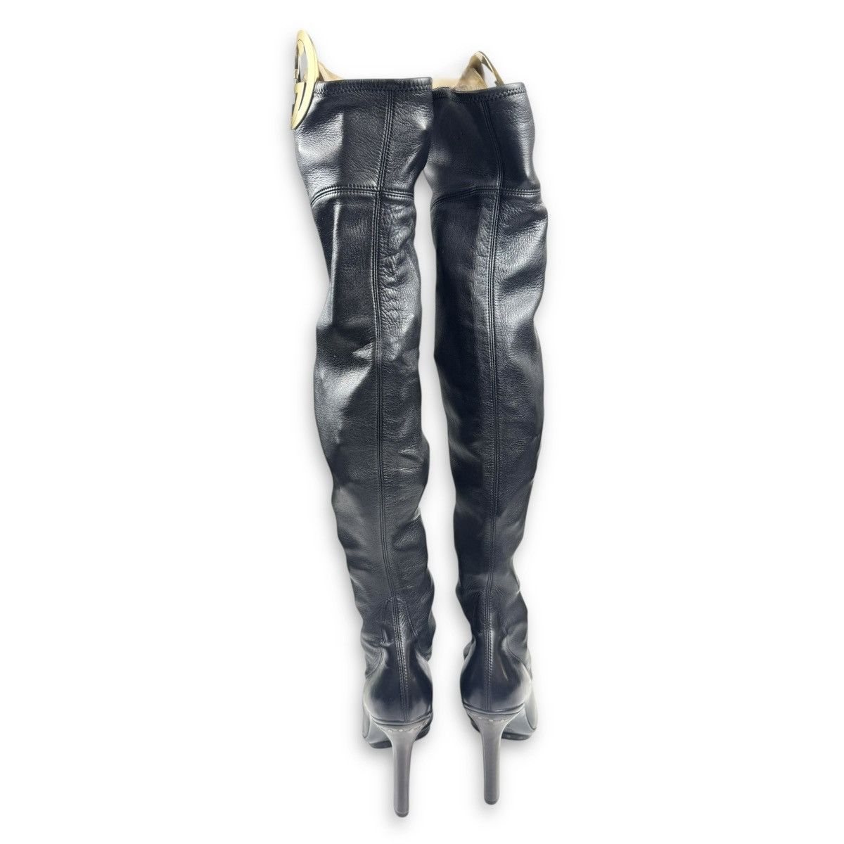 Gucci FW03 Black Leather GG Emblem Overknee Boots Size US 7 / IT 37 - 5 Thumbnail