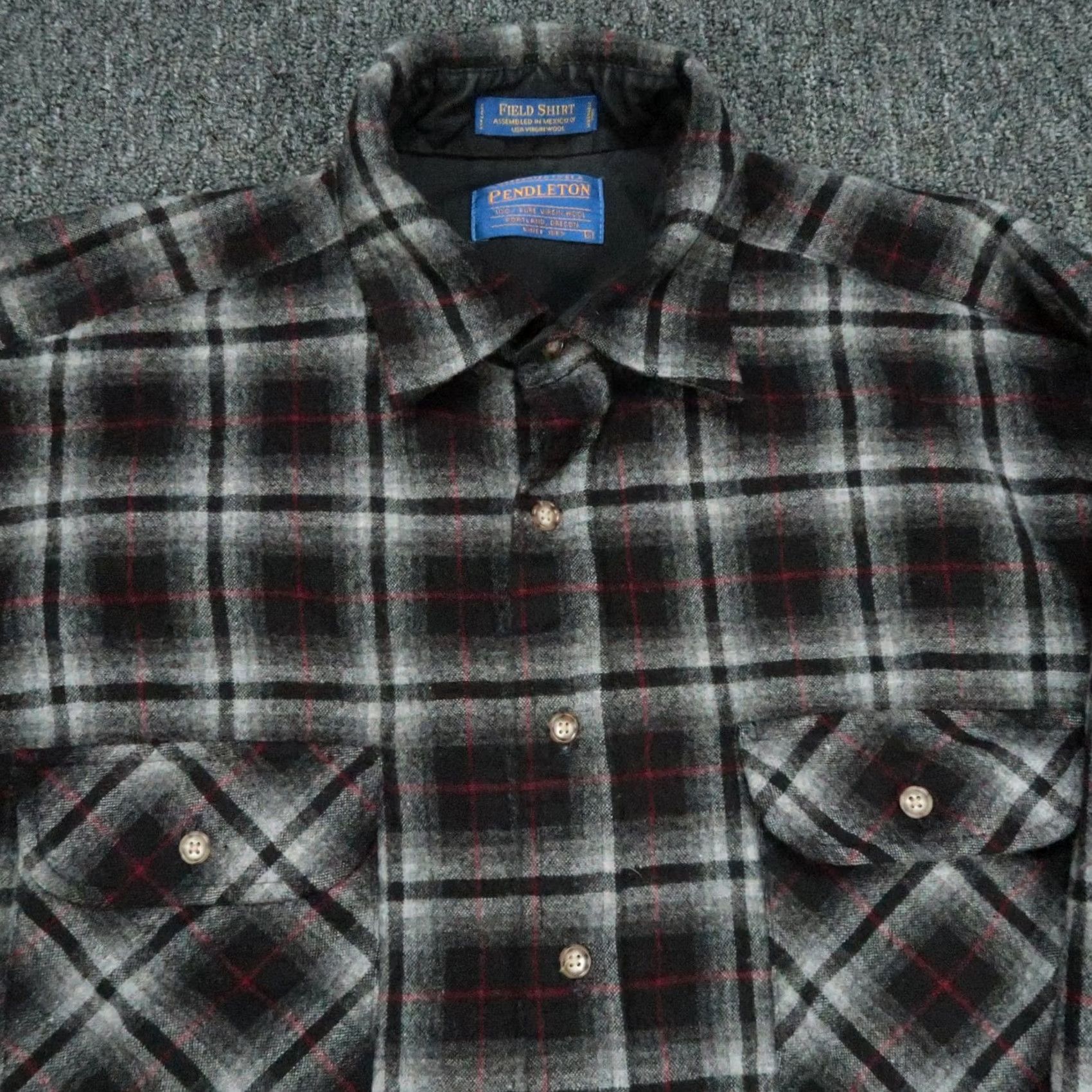 Pendleton VINTAGE Pendleton Shirt Mens Large Gray Plaid Flannel Long Sleeve Wool The Field Size US L / EU 52-54 / 3 - 2 Thumbnail