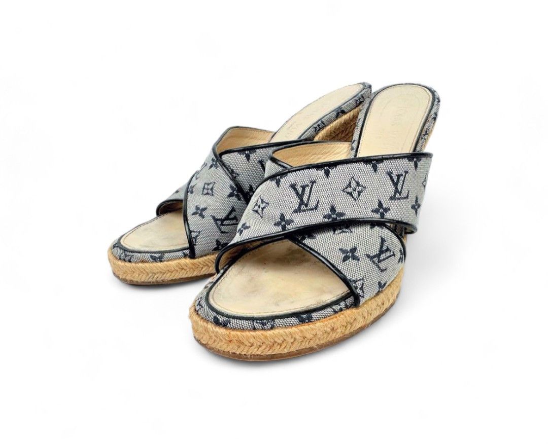 Louis Vuitton Louis Vuitton - 37 Wedge Sandals Monogram Denim LV Size US 6 / IT 36 - 1 Thumbnail