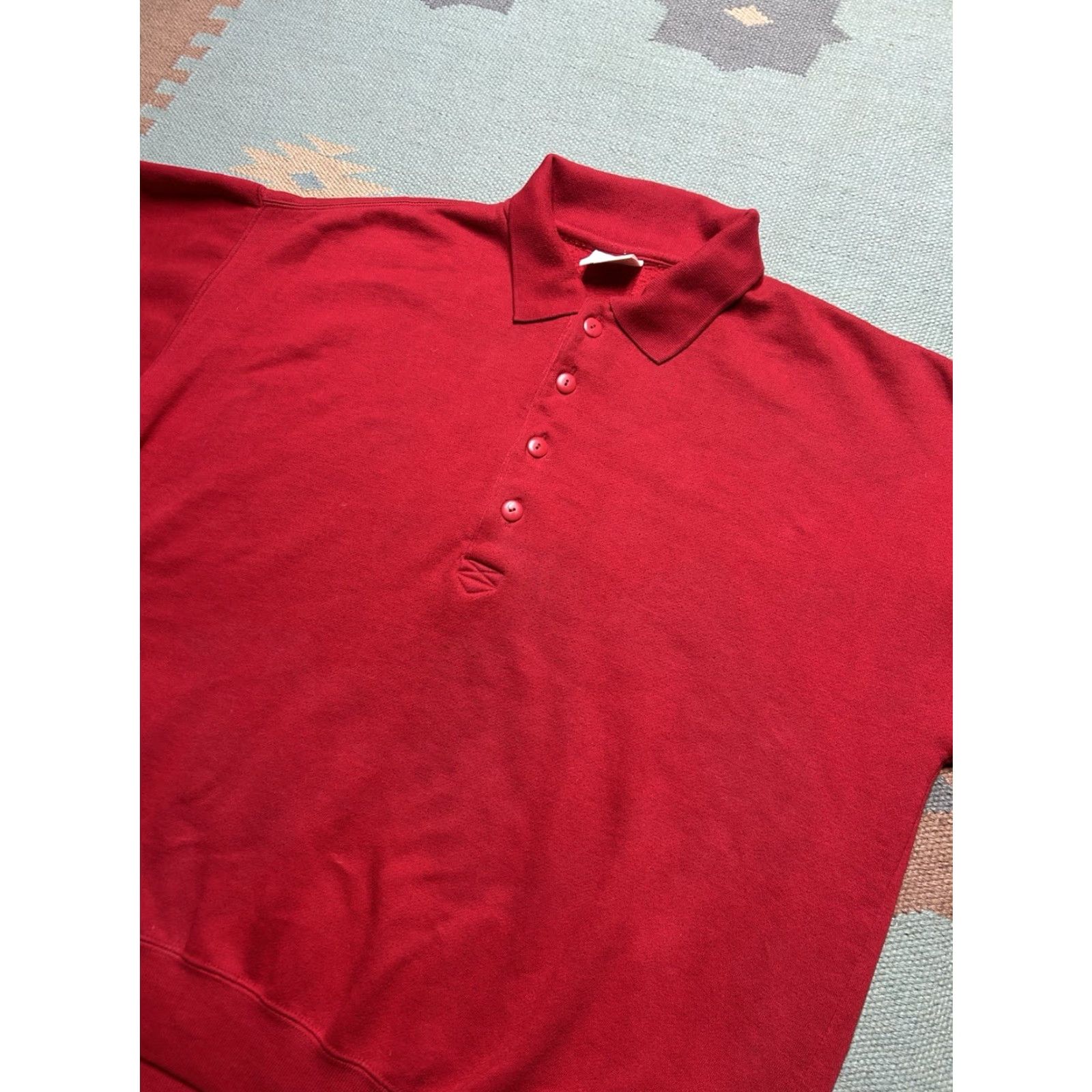 Vintage VINTAGE Sweatshirt Henley pullover cheetah red 1/4 button adult large Mens Size US L / EU 52-54 / 3 - 3 Thumbnail