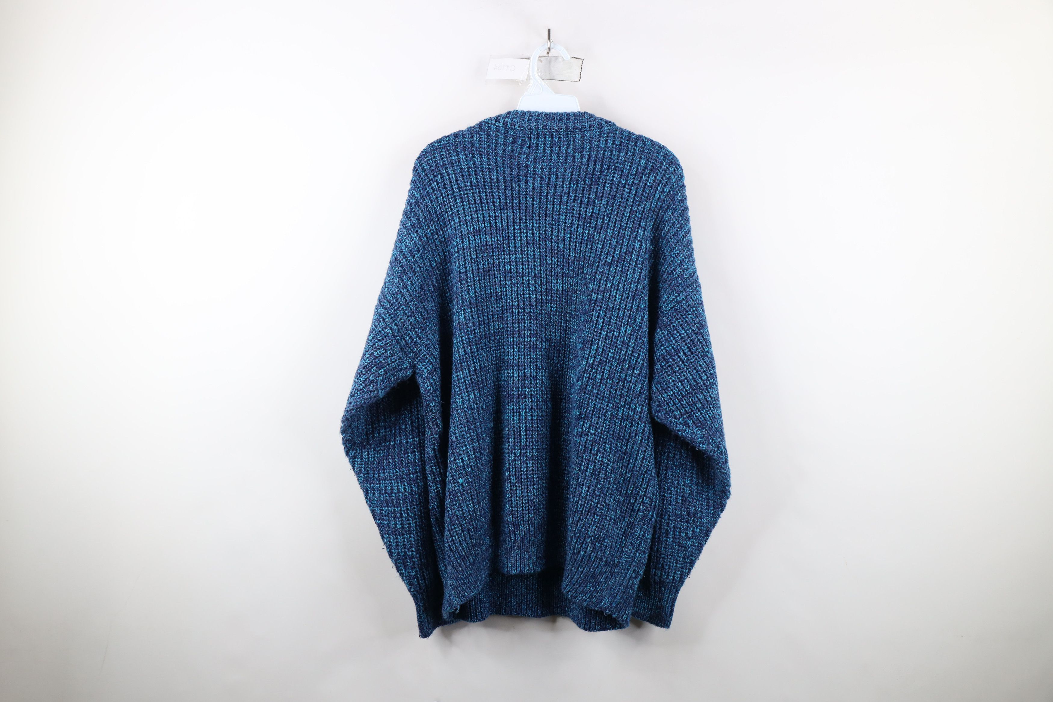 Vintage Vintage 90s Streetwear Ribbed Knit Crewneck Sweater Blue Size US XL / EU 56 / 4 - 9 Thumbnail
