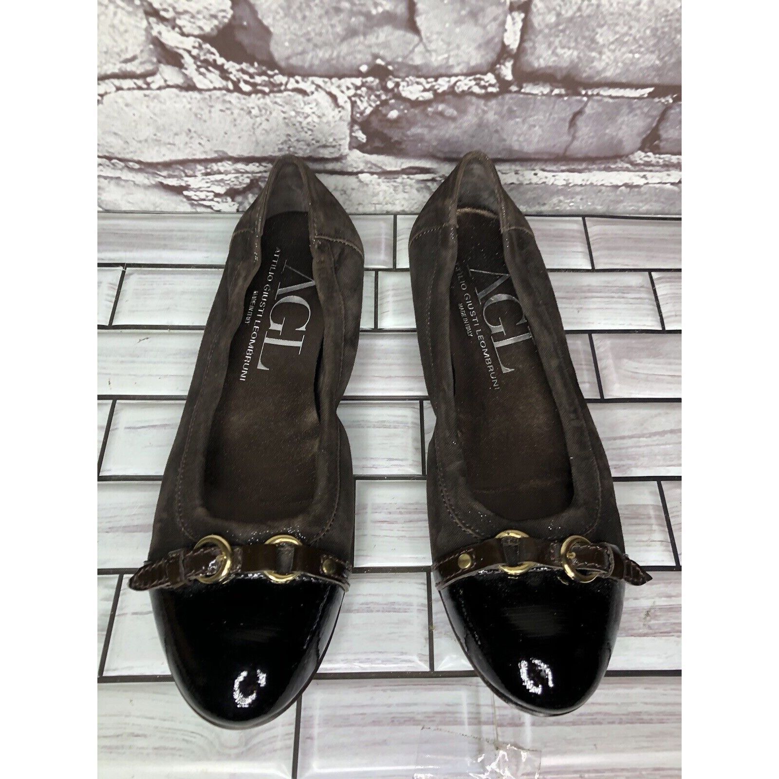 Other AGL Brown Suede Leather Cap Toe Strap Slip On Ballet Shoes W Size US 7.5 / IT 37.5 - 15 Thumbnail