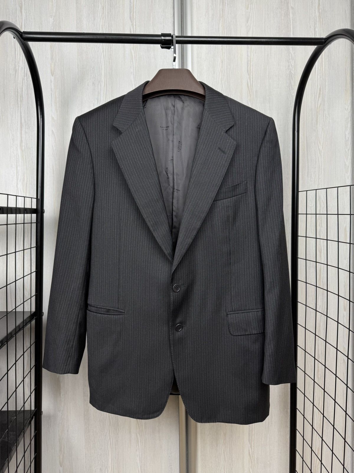 Lanvin Lanvin Classique Dark Gray Striped Wool 3 Button Vented Suit Size 42R - 3 Thumbnail