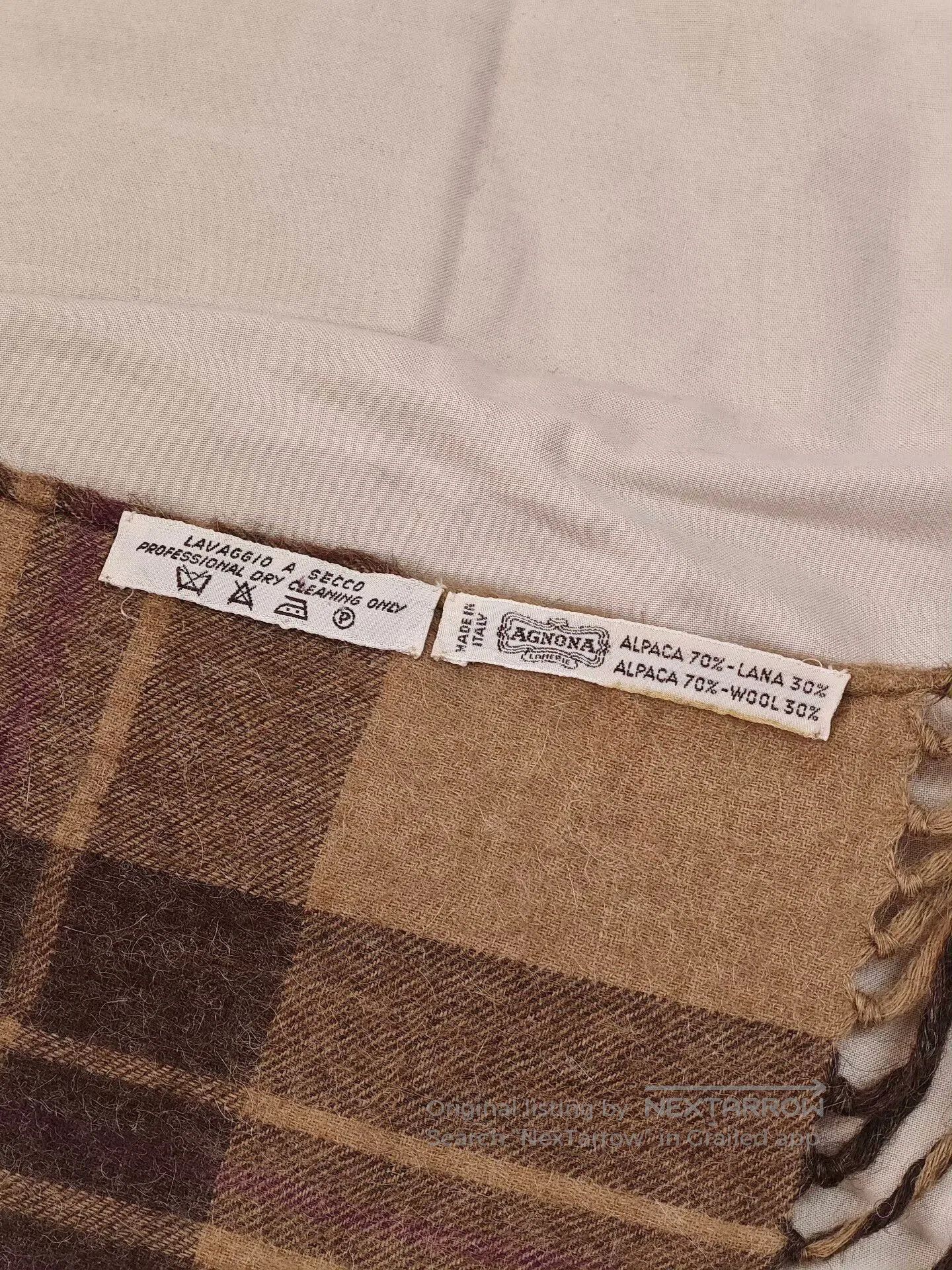 Agnona AGNONA Alpaca Wool Scarf in Brown Plaid. Size ONE SIZE - 3 Thumbnail