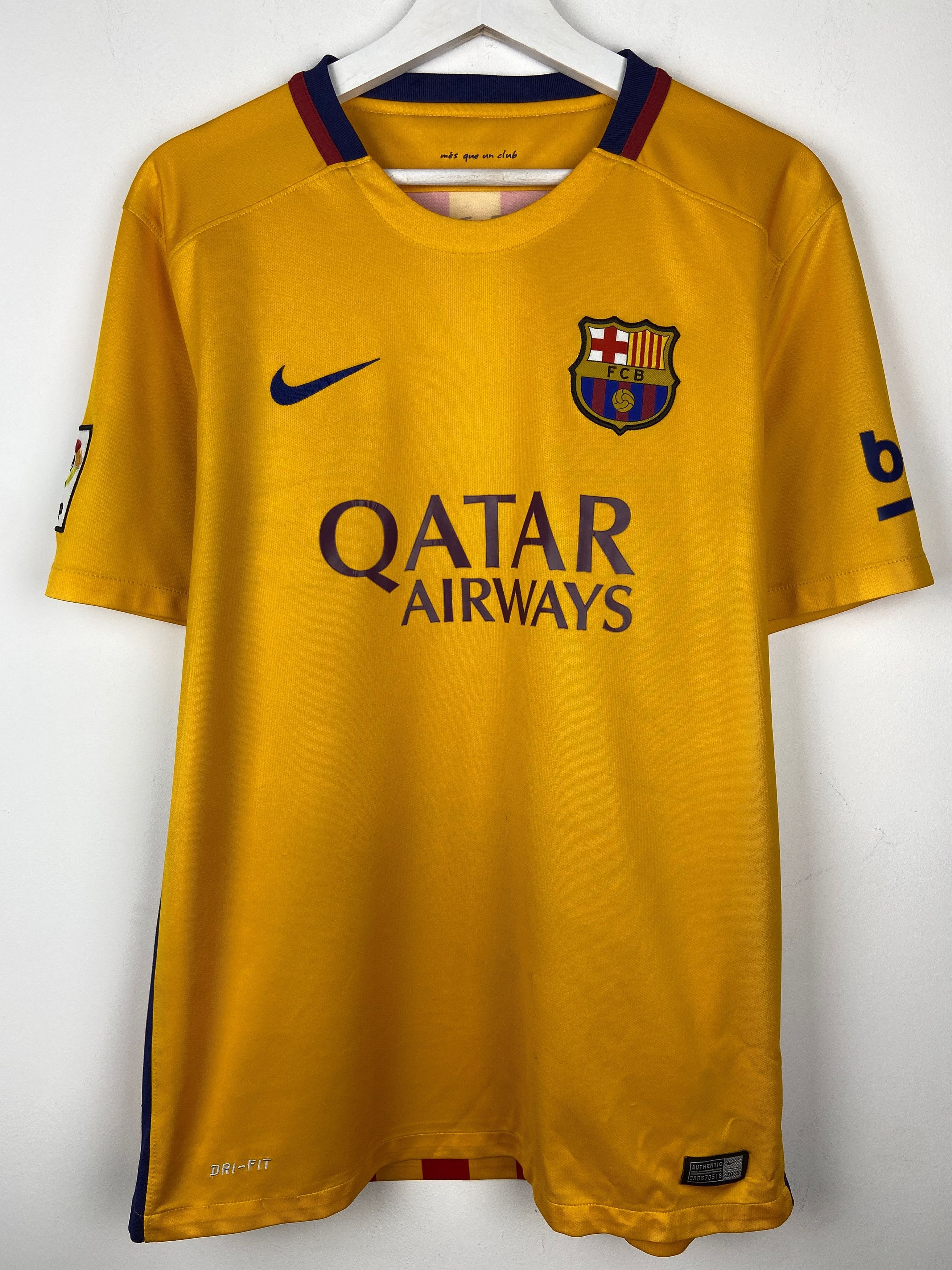 Nike Barcelona 2015 Away Soccer Jersey Football Shirt Size US L / EU 52-54 / 3 - 2 Thumbnail