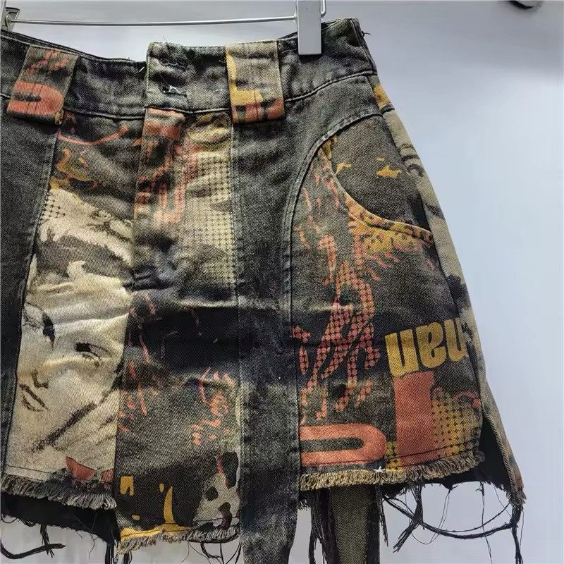 Other Retro Custom Vintage Patchwork Irregular Skirt Y2k Size 28" / US 6 / IT 42 - 4 Thumbnail