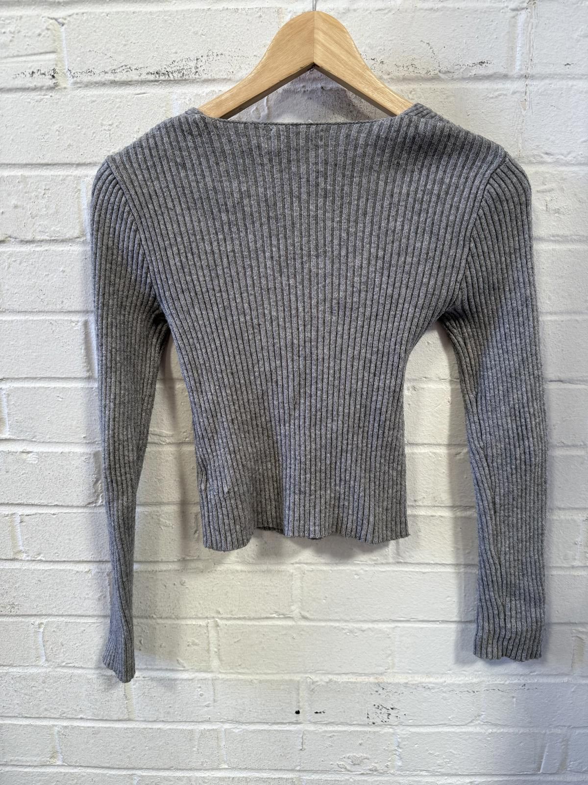 Red Bull RAED Gray Ribbed Knit Long Sleeve Top Size XXS / US 00 / IT 34 - 2 Thumbnail