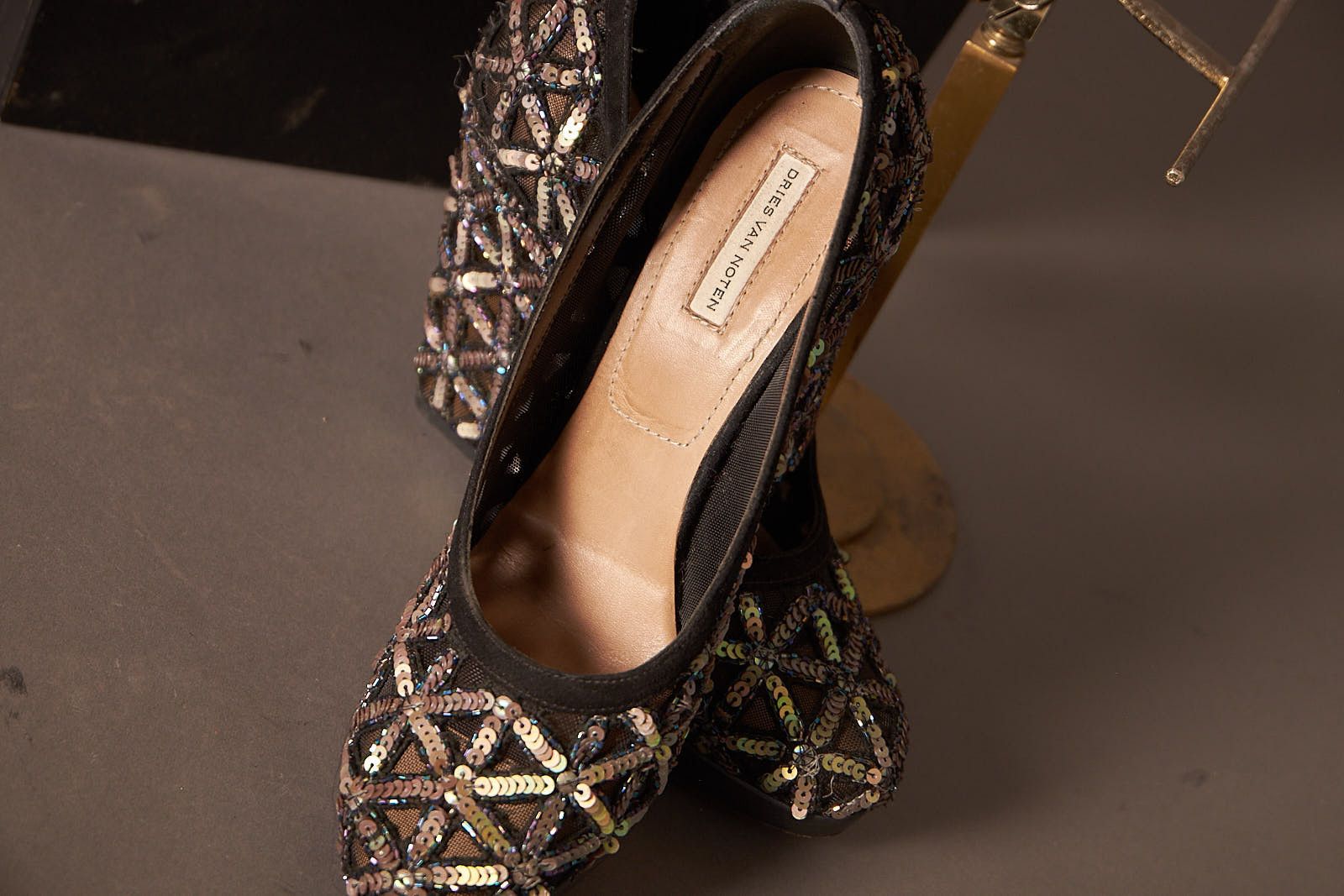 Dries Van Noten Dries Van Noten Sequin Mesh Chunky Heels Shoes Size US 7 / IT 37 - 7 Thumbnail