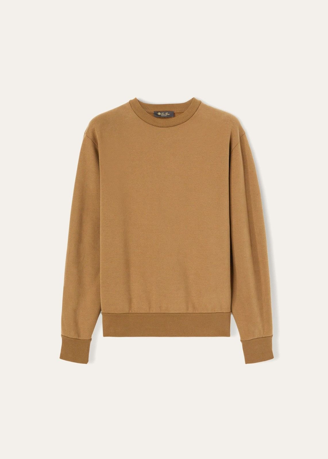 Loro Piana o1srvl11e1224 Girocollo Cotton Jersey Sweatshirt in Camel Size US L / EU 52-54 / 3 - 1 Thumbnail