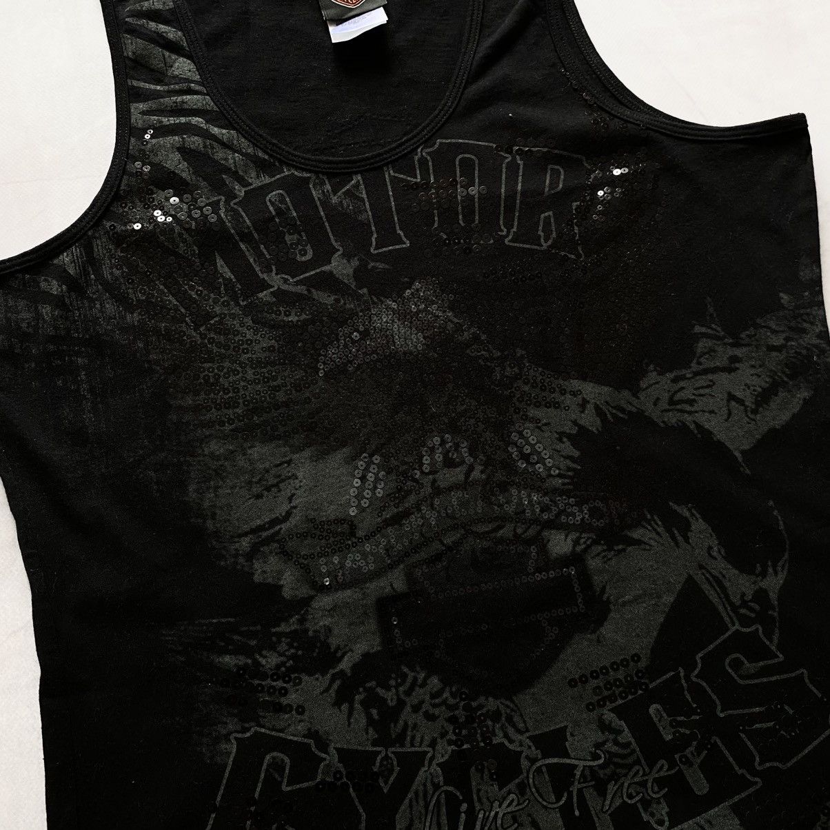 Ed Hardy × Harley Davidson Y2K Harley Davidson Rhinestone Eagle Big Logo Tank Top Tee Size US L / EU 52-54 / 3 - 4 Thumbnail