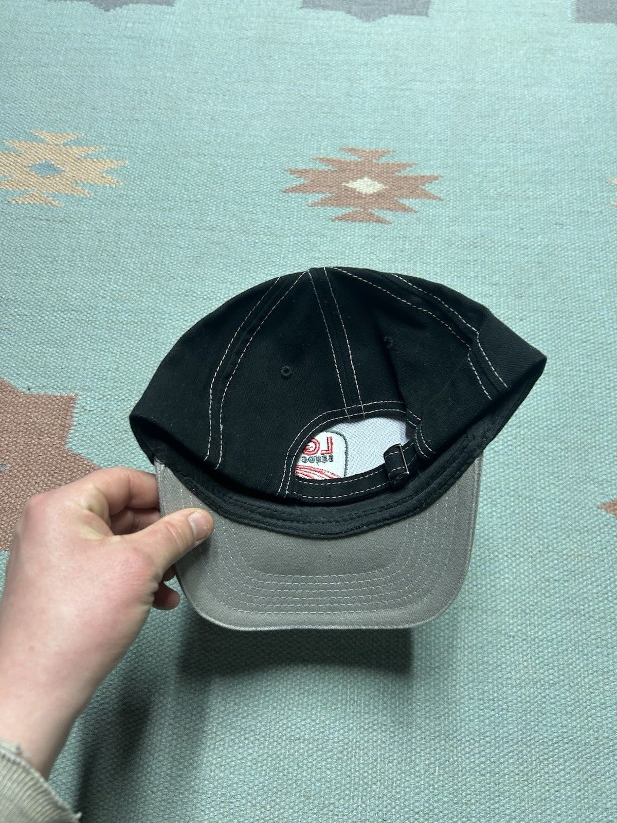 Vintage LG Seeds strapback hat cap farm feed gray black embroidered Size ONE SIZE - 4 Thumbnail