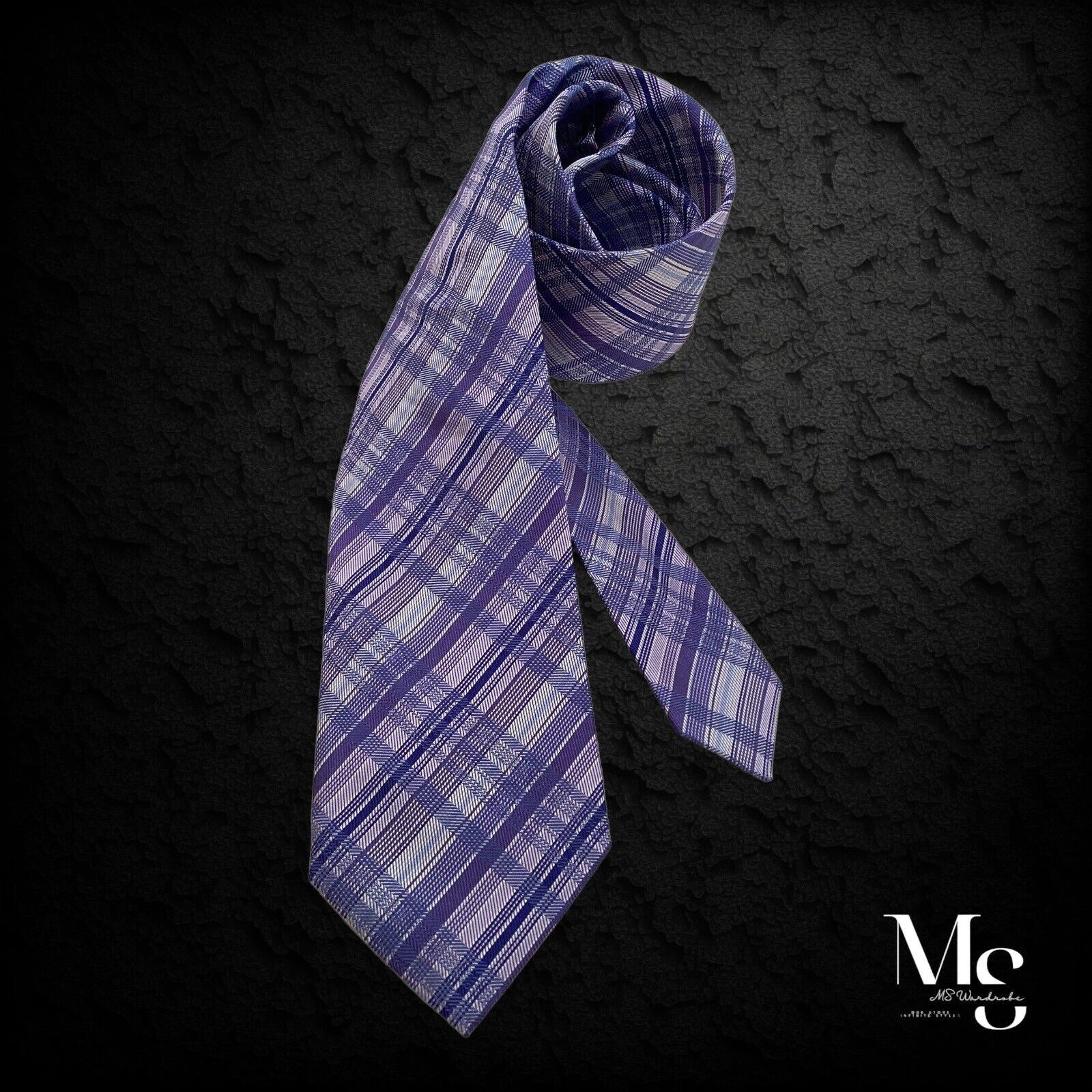 Eton ETON Blue PLaids & Cheks Silk Tie Made In Italy W: 3.25" NWT Size ONE SIZE - 1 Thumbnail