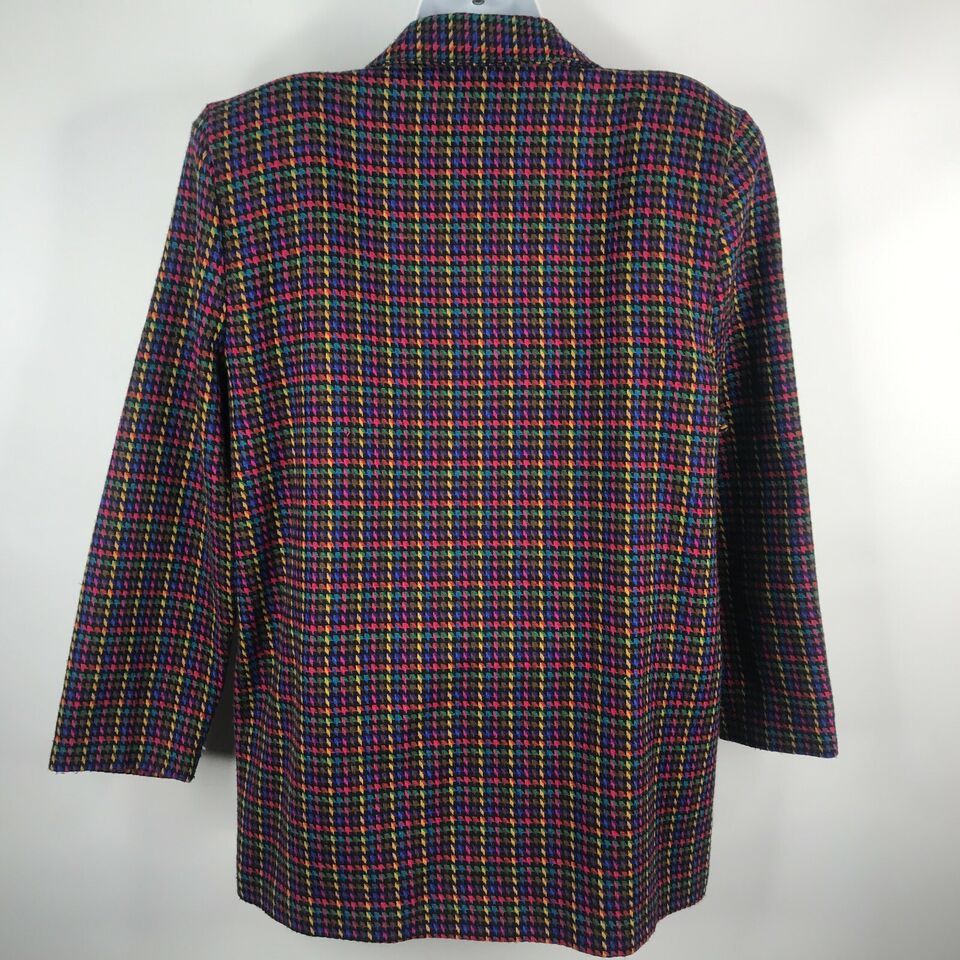 Vintage 80s Blair Rainbow Houndstooth Check Wool Blend Blazer Size XL / US 12-14 / IT 48-50 - 5 Thumbnail