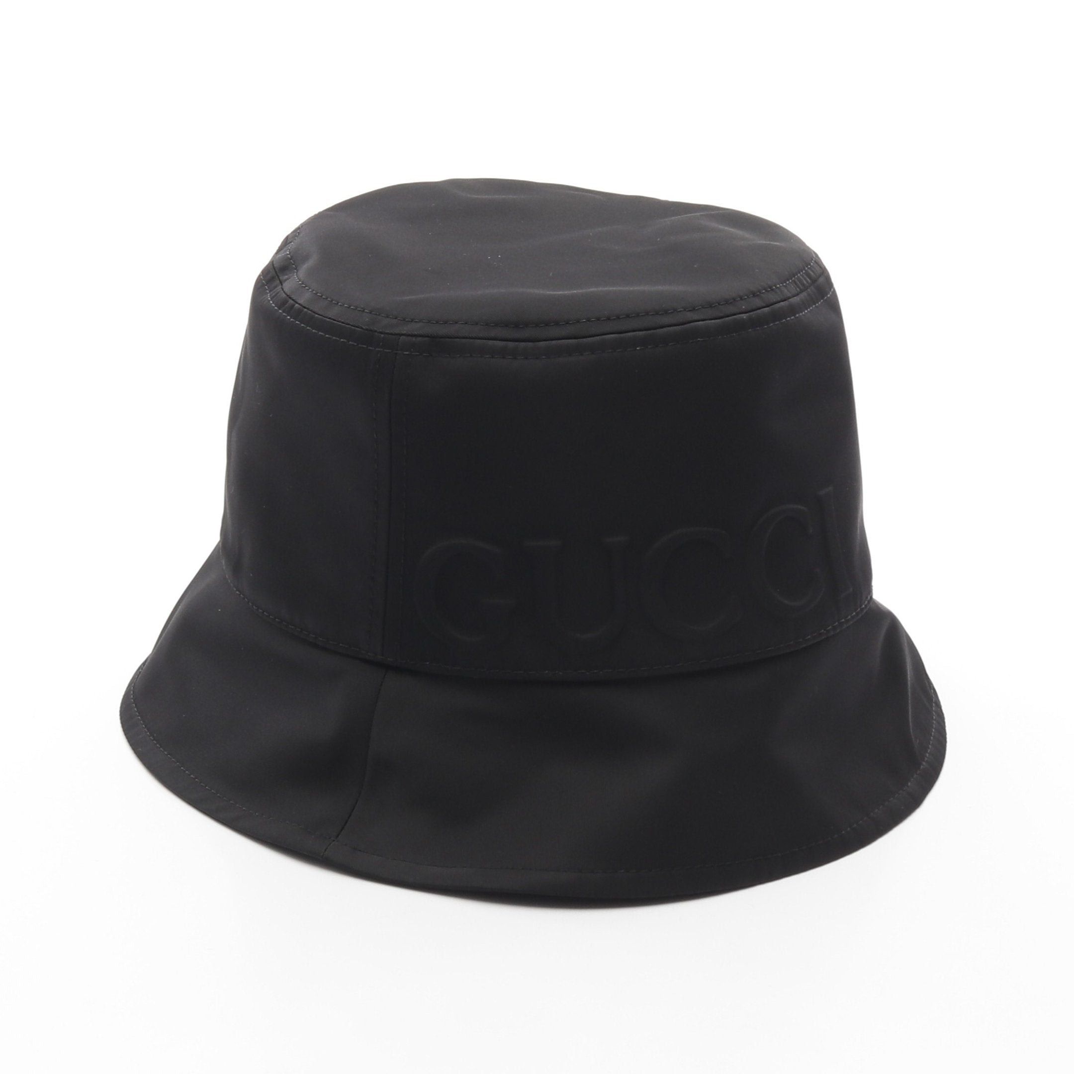 Gucci Gucci Gucci Logo Bucket Hat Nylon Black Size ONE SIZE - 1 Thumbnail