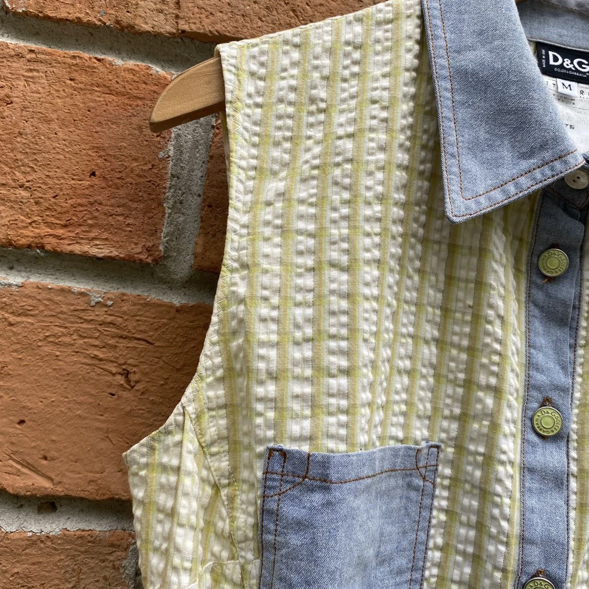 Dolce & Gabbana D&G Green Stripe Sleeveless Blouse with Denim Collar Size M / US 6-8 / IT 42-44 - 8 Thumbnail