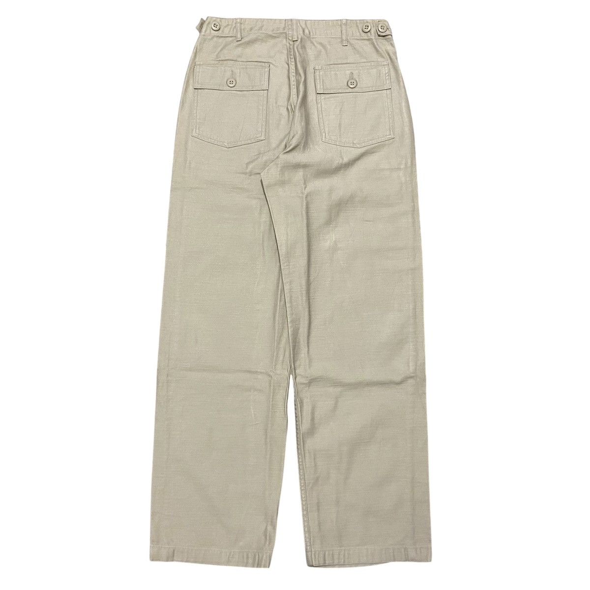 Japanese Brand Musinsa Standard Sateen Fatigue Pants - Beige / Khaki Size US 29 - 1 Thumbnail