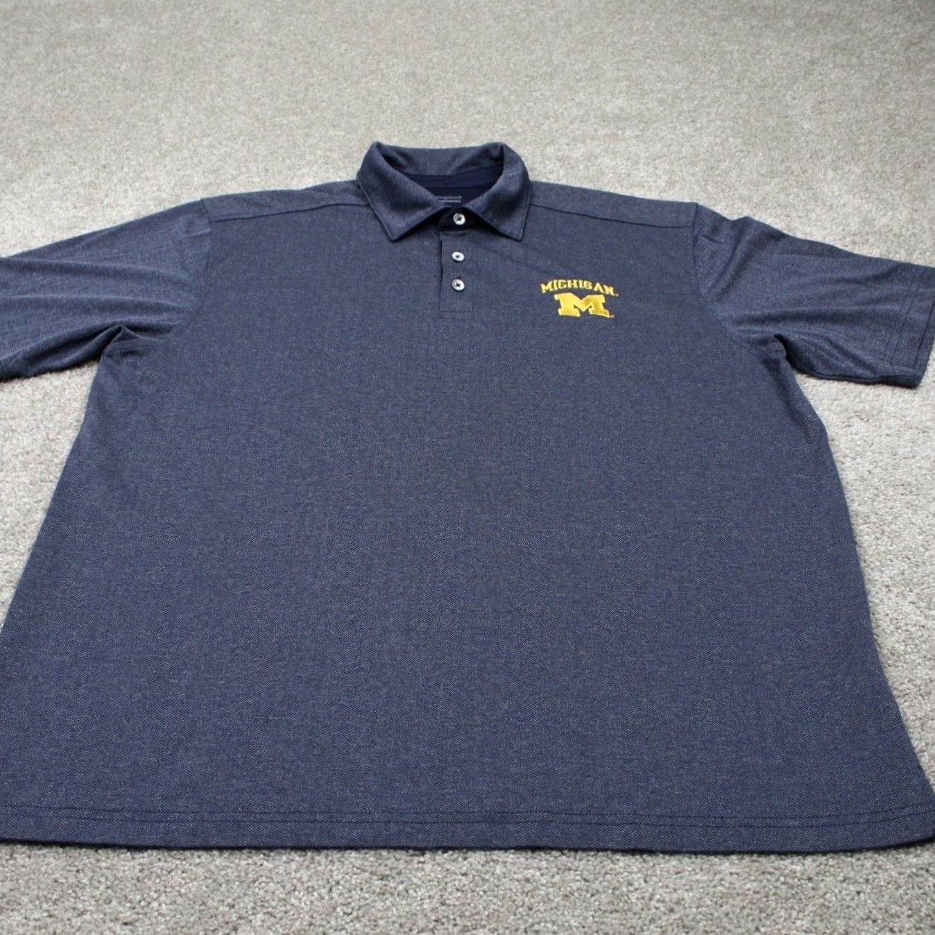 Champion Champion Michigan Wolverines Polo Shirt Mens XL Blue 100% Polyester S/S Pullover Polo Size US XL / EU 56 / 4 - 2 Thumbnail