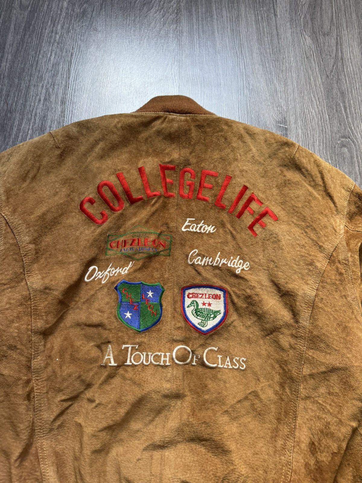 Vintage 90s Vintage College Suede Brown Jacket Size US S / EU 44-46 / 1 - 2 Thumbnail