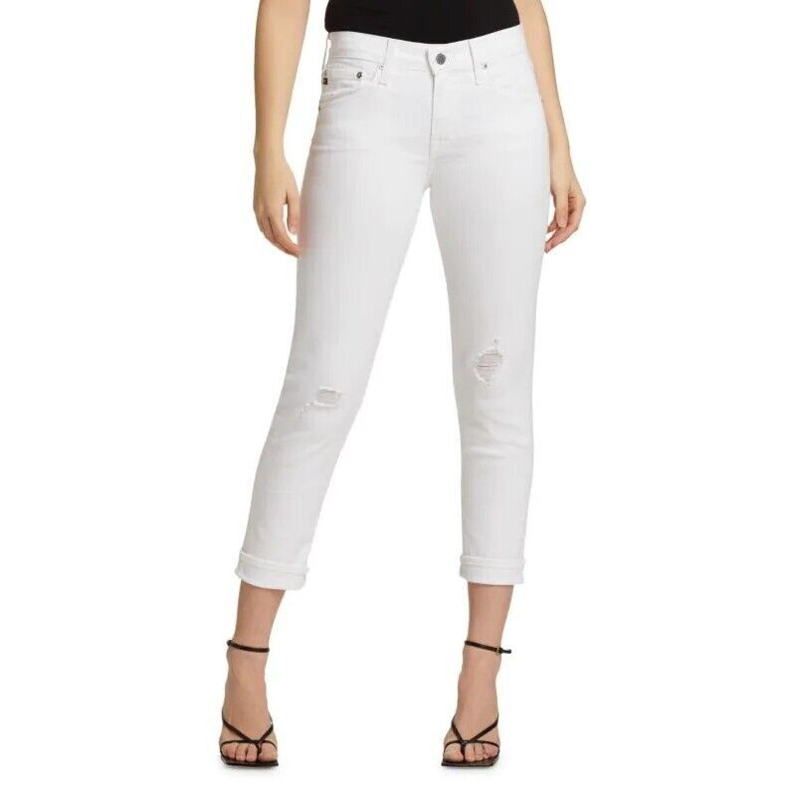 AG Jeans AG Jeans Women White Denim Ex-Boyfriend Slim Crop Jeans 28R Size 28" / US 6 / IT 42 - 1 Thumbnail