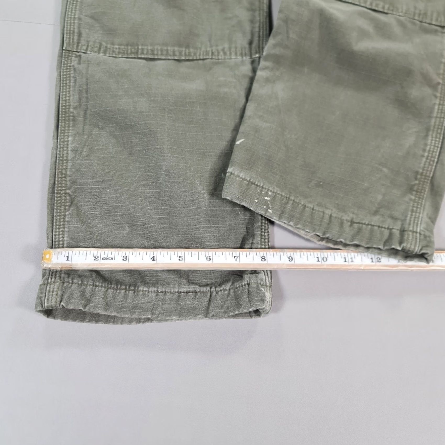 Carhartt Carhartt Mens Trousers Khaki Green Lined Cargo Pants 102287-316 W33 L34 Workwear Cotton Canvas Zip Front Pleated Straight Relaxed Regular Mens Size US 33 - 7 Thumbnail