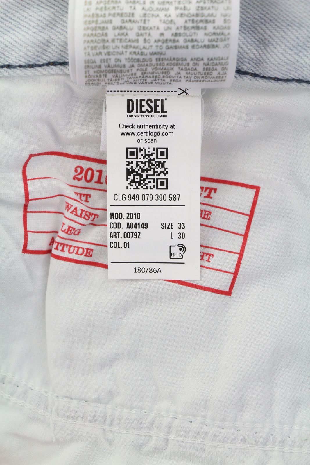 Diesel 2010 0079Z W33/L30 Loose Straight Washed Jeans 40919 Size US 33 - 12 Thumbnail
