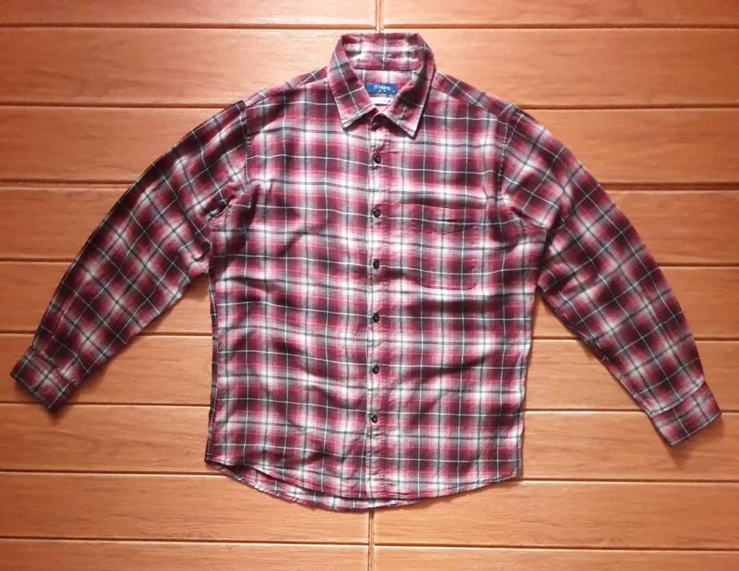 Japanese Brand Navy Checkered Japanese style harajuku flannel shirt Size US L / EU 52-54 / 3 - 1 Thumbnail