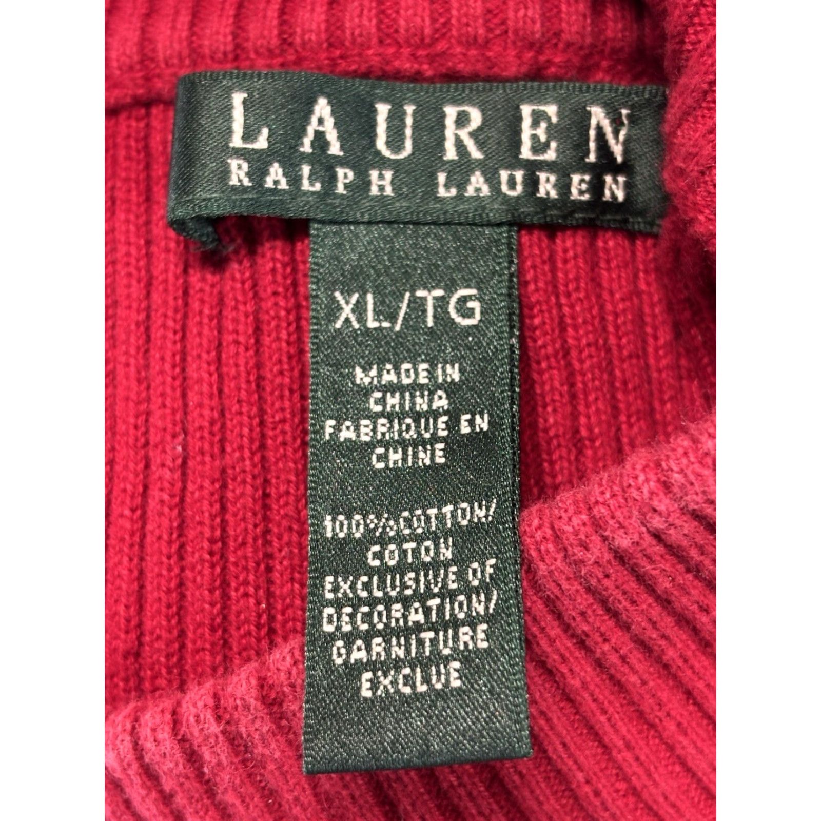 Ralph Lauren VINTAGE Lauren Ralph Lauren Ribbed Mock Turtleneck Sweater Women’s XL Red 90s Preppy Pullover Knit Size XL / US 12-14 / IT 48-50 - 7 Thumbnail
