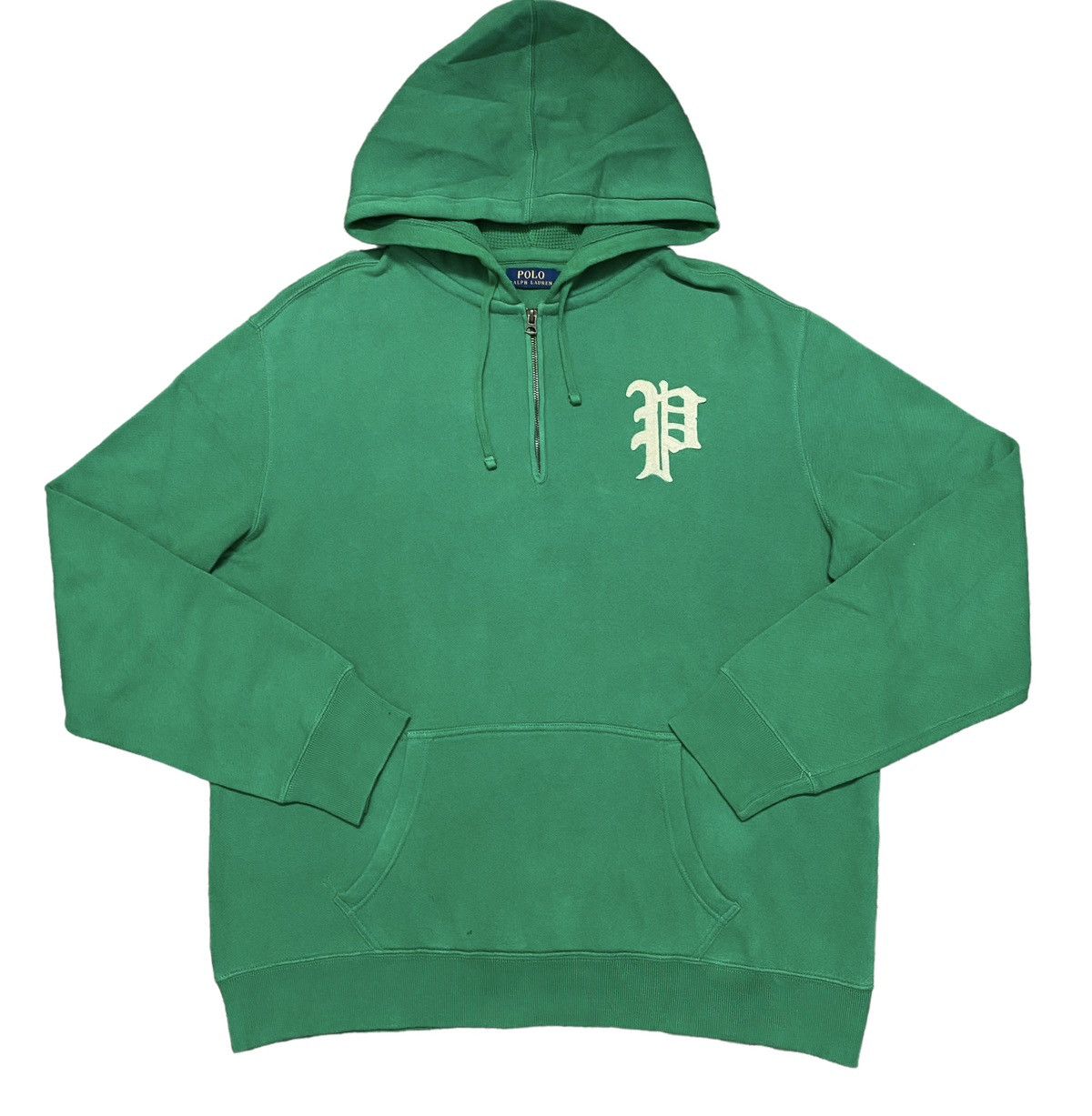 Image of Polo Ralph Lauren x Rrl Ralph Lauren Ralph Laurent Polo Hoodie 1/4 Zip Up in Green, Men's (Size XL)