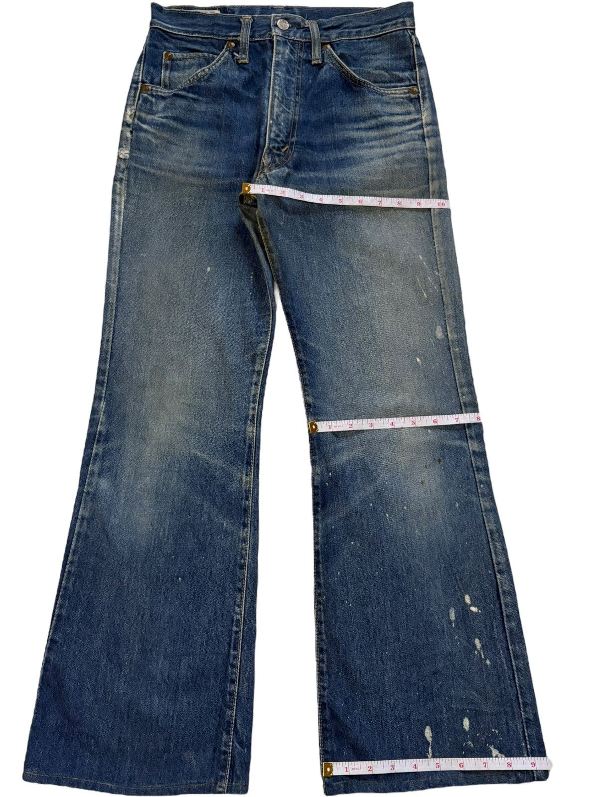 Japanese Brand × Jean Vintage Japanese Brand Mud Wash Painted Flare Jeans Size 27" / US 4 / IT 40 - 14 Thumbnail