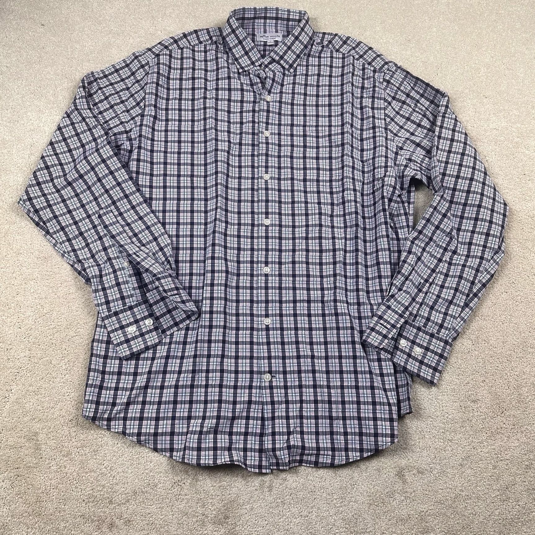 Peter Millar Peter Millar Shirt Mens Large Pink Plaid Multicolor Stretch Button Up Classic Colorful Preppy Size US L / EU 52-54 / 3 - 2 Thumbnail