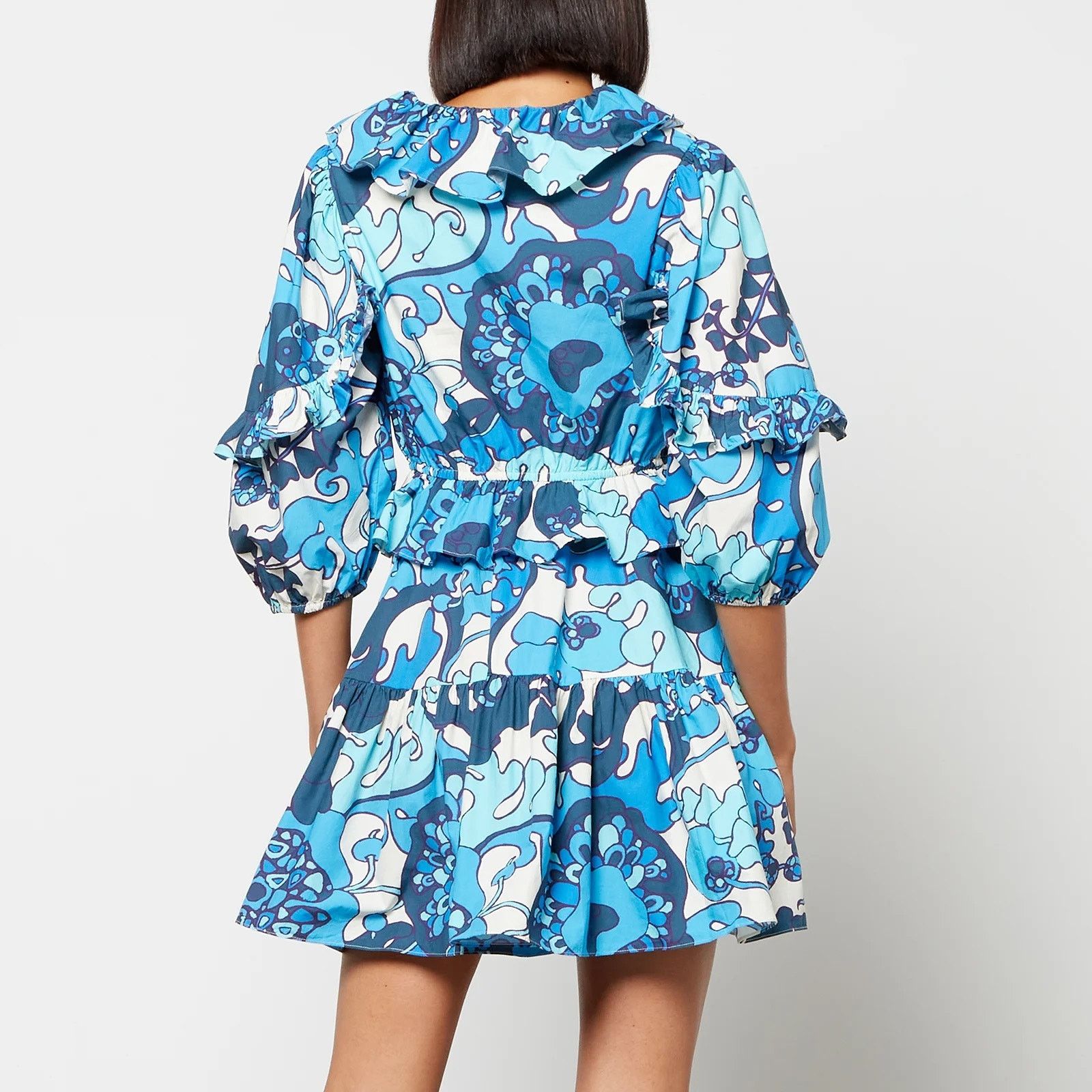 RHODE Rhode Valerie Mini Dress Printed Floral Cotton Ruffles Size XS / US 0-2 / IT 36-38 - 9 Thumbnail