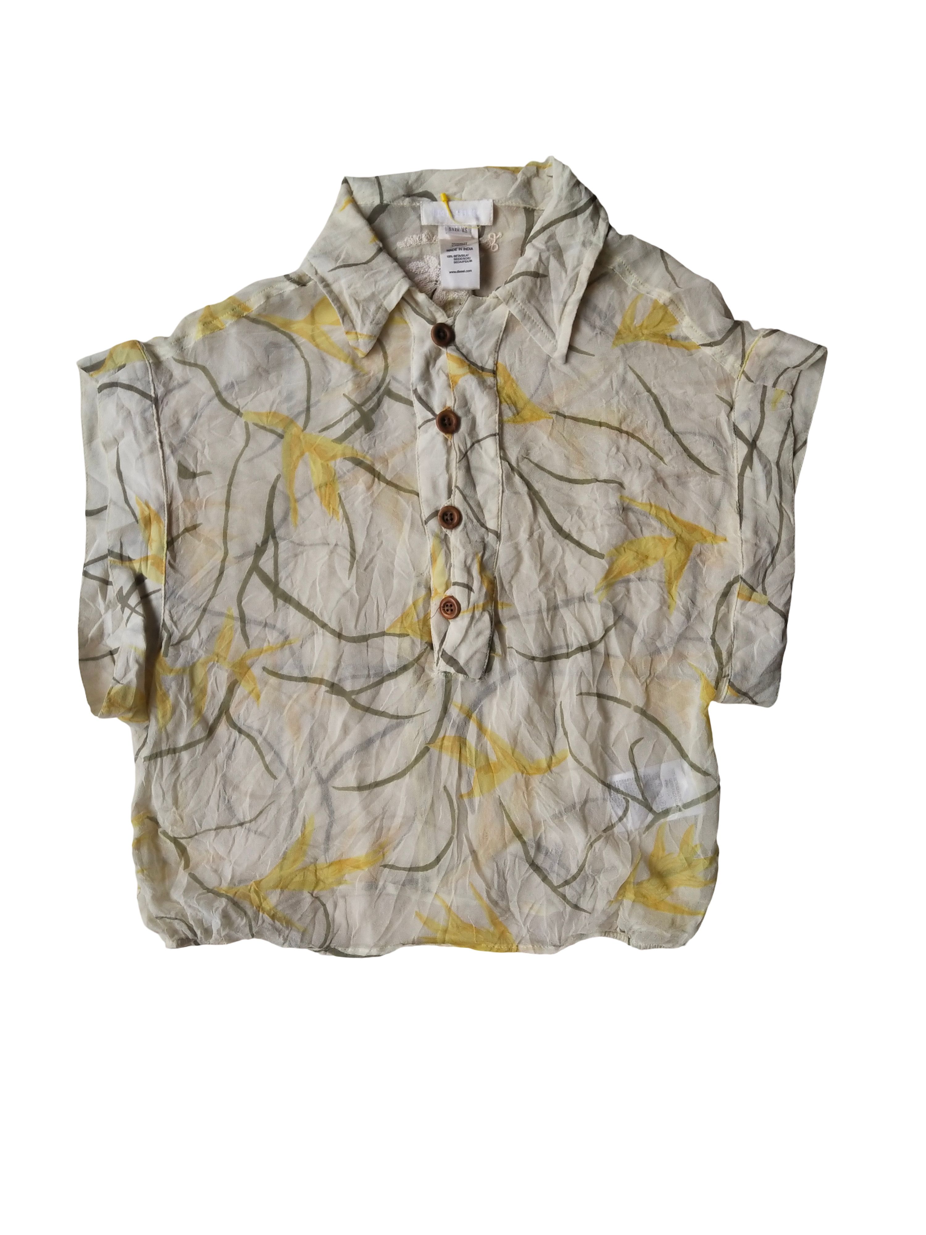 Diesel 2000S Diesel Silk Crinkle Sheer Floral Boho Blouse Top Y2K Size XS / US 0-2 / IT 36-38 - 1 Thumbnail