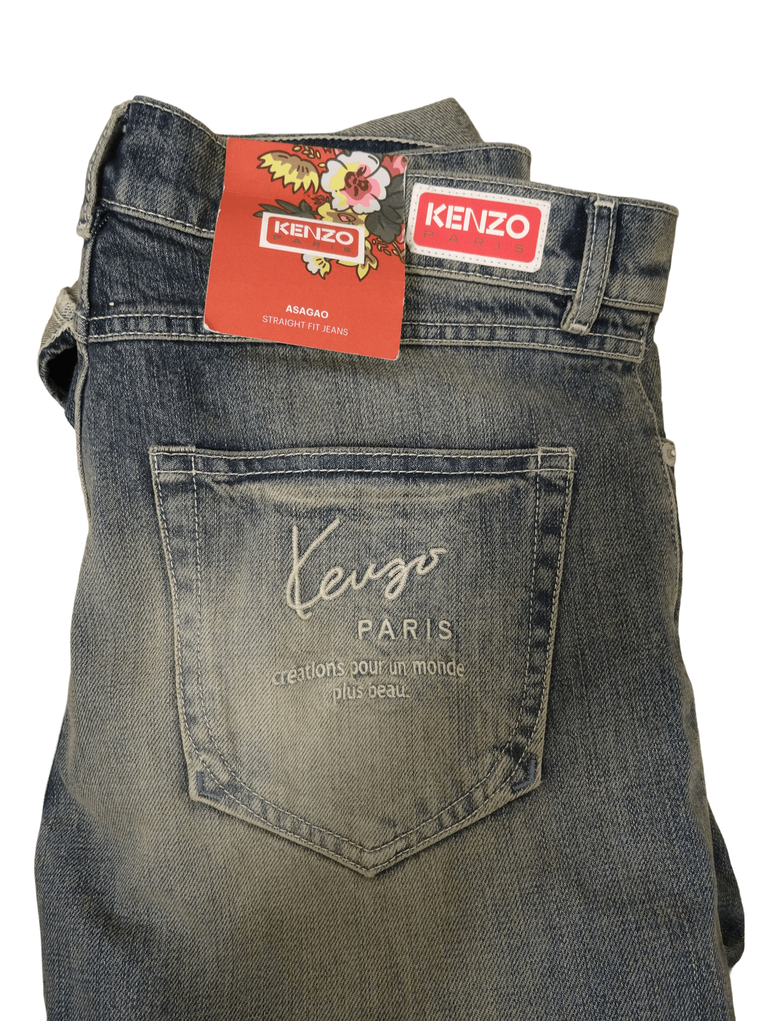 Kenzo Vintage Kenzo Paris Asagao Straight Leg Jeans (Early 2000s) Size US 30 / EU 46 - 4 Thumbnail