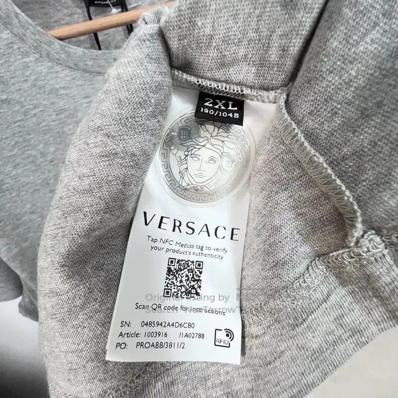 Versace Versace Gray Cotton Printed T-Shirt for Men . Size US XXL / EU 58 / 5 - 7 Thumbnail