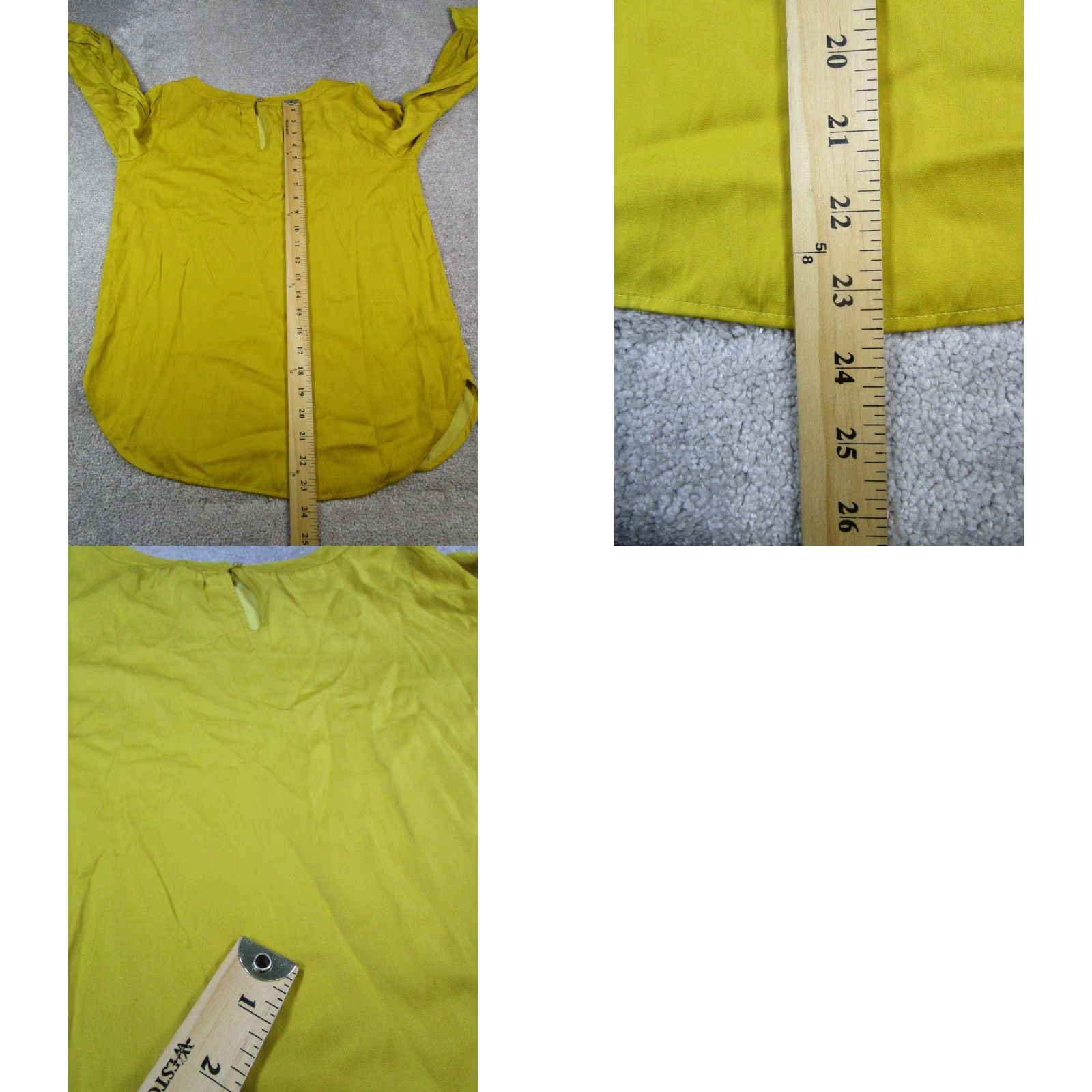 Loft Loft Shirt XS Petite Womens Yellow Satin Top Blouse Round Neck Long Sleeve Button Knit Polyester Satin Basic 90s? Size XS / US 0-2 / IT 36-38 - 8 Thumbnail