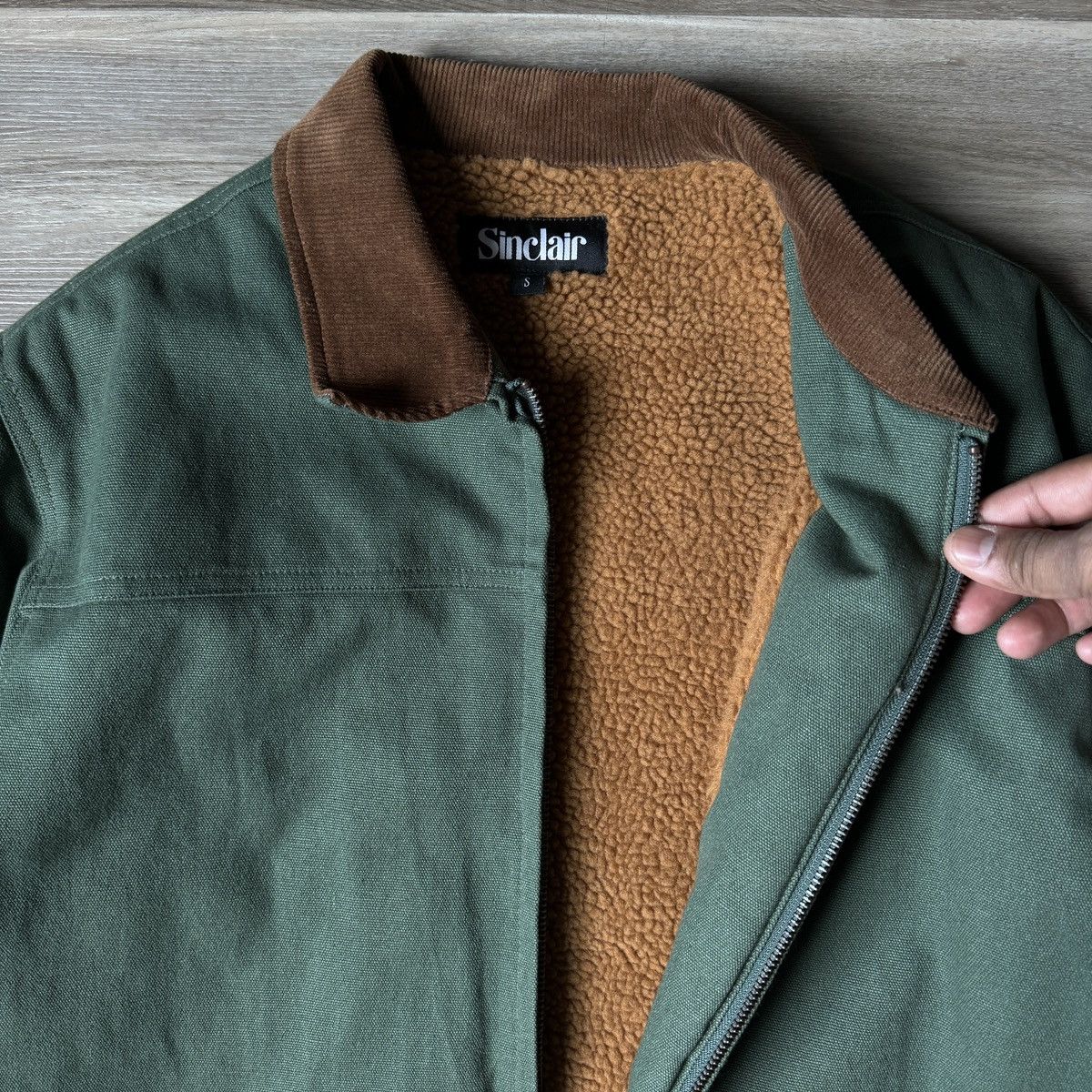 Sinclair Global SINCLAIR COLLAR CANVAS WORK JACKET - OLIVE MSRP: $180 Size US S / EU 44-46 / 1 - 6 Thumbnail