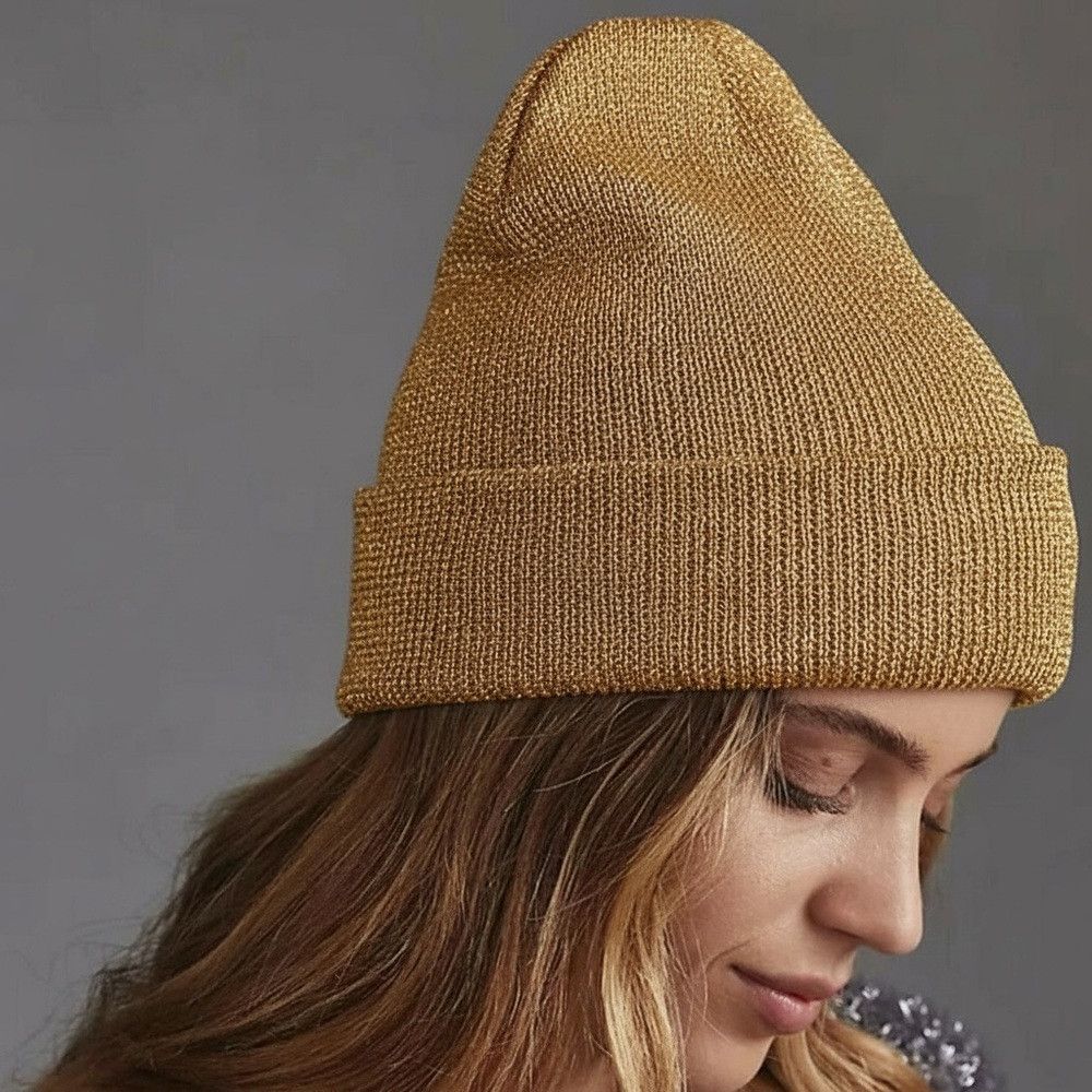Anthropologie NWT New Anthropologie Sparkle Gold Beanie Hat Size ONE SIZE - 1 Thumbnail