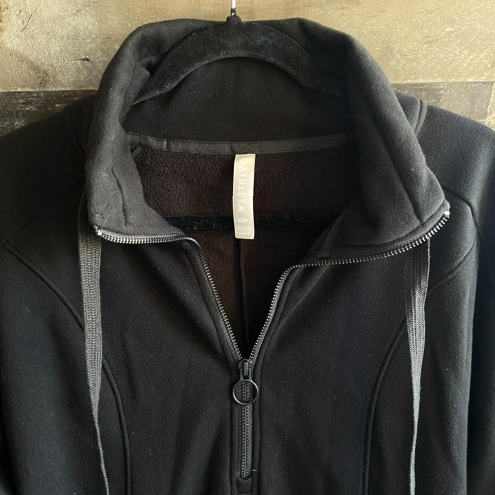 Athleta Athleta Women’s XSP Petite Black Cozy Karma Full Zip Hooded Jacket Sweatshirt 1/4 Zip Activewear Pullover XS Petite Black Womens Jacket Size XS / US 0-2 / IT 36-38 - 2 Thumbnail