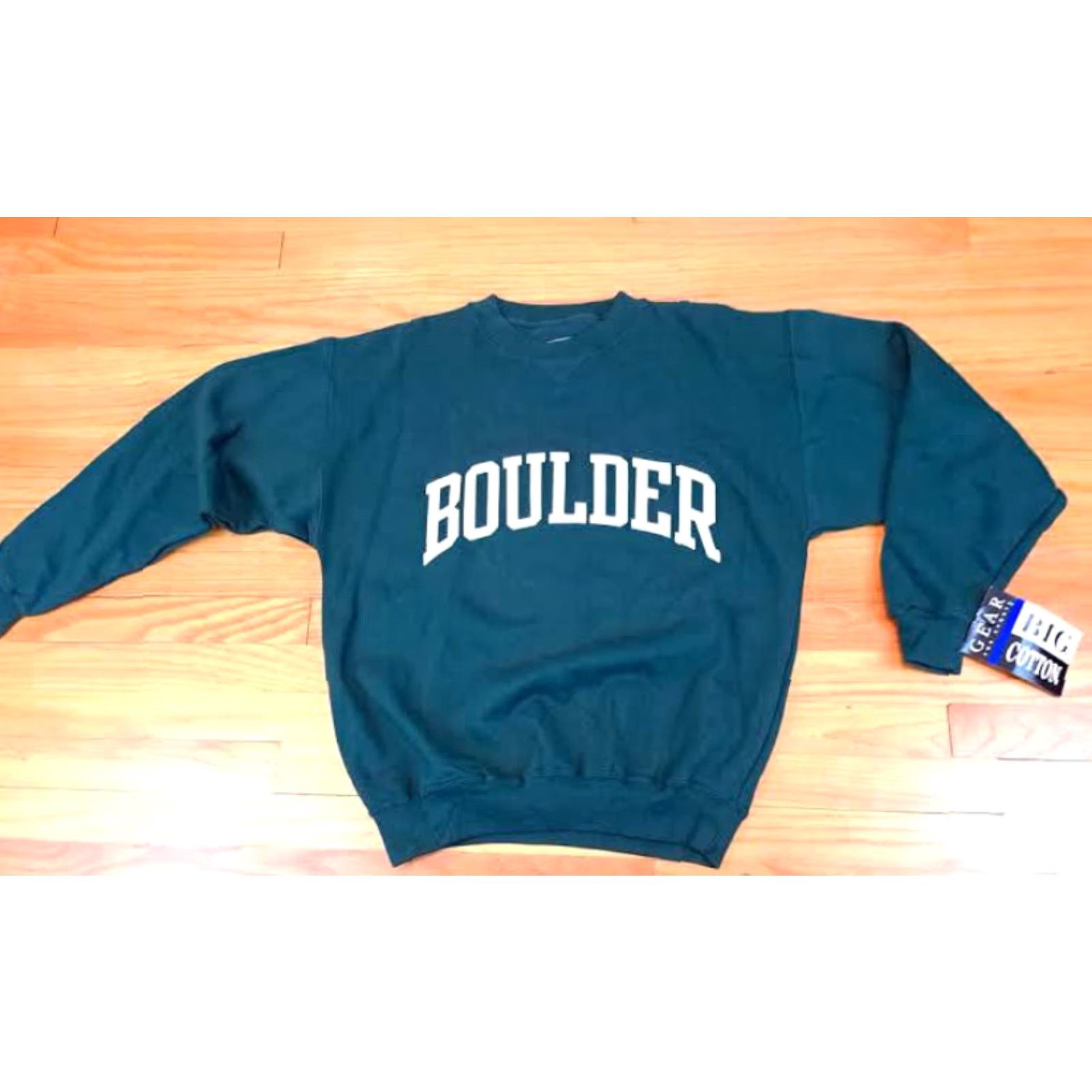 Vintage VINTAGE Gear big cotton Sweatshirt Mens Pullover 90s Green Cotton NWT 24in Chest 26in Long SM Size US S / EU 44-46 / 1 - 2 Thumbnail